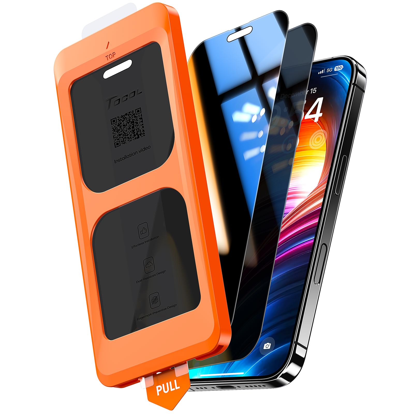 Tocol For Iphone 16 Plus 15 Plus Privacy Screen Protector [True 25Anti Spy], [9H+ Hardness] Tempered Glass Full Coverage Screen