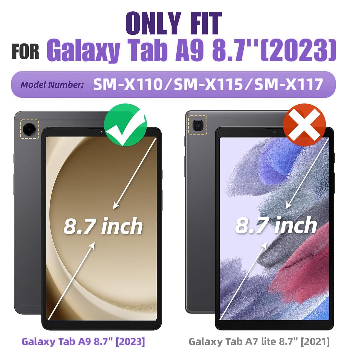 Clarkcas Samsung Galaxy Tab A9 Case 8.7 Inch 2023(Sm-X110/X115/X117) With Screen Protector Pencil Holder,Kids Shockproof Rugged