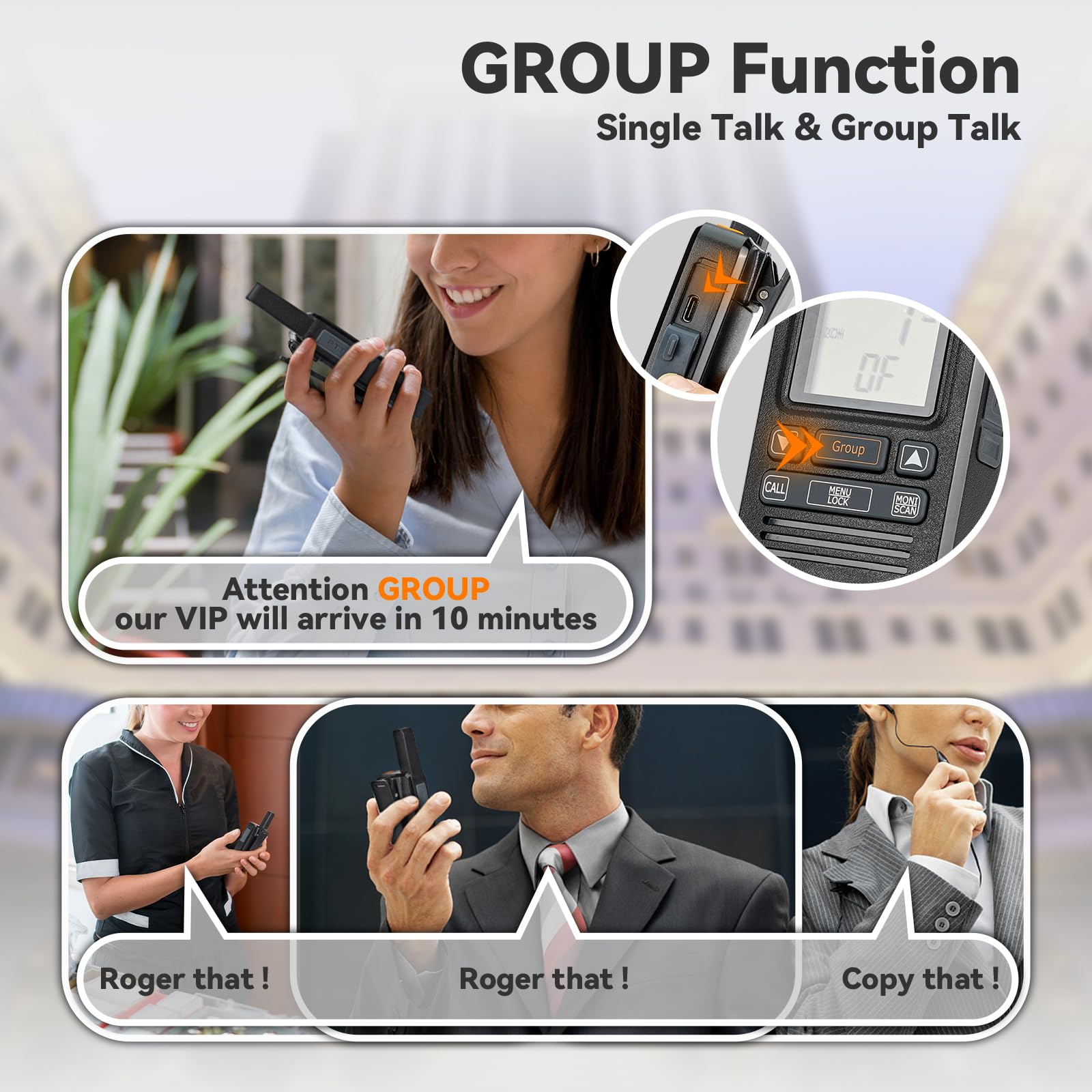 Retevis Rb67 Radios Walkie Talkies Rechargeable, Business Walkie Talkies With Earpiece, Group Call,1600Mah Battery, Usb C Two Way Radio Long Range For Adults School Office Restaurant Cafe (10 Pack)