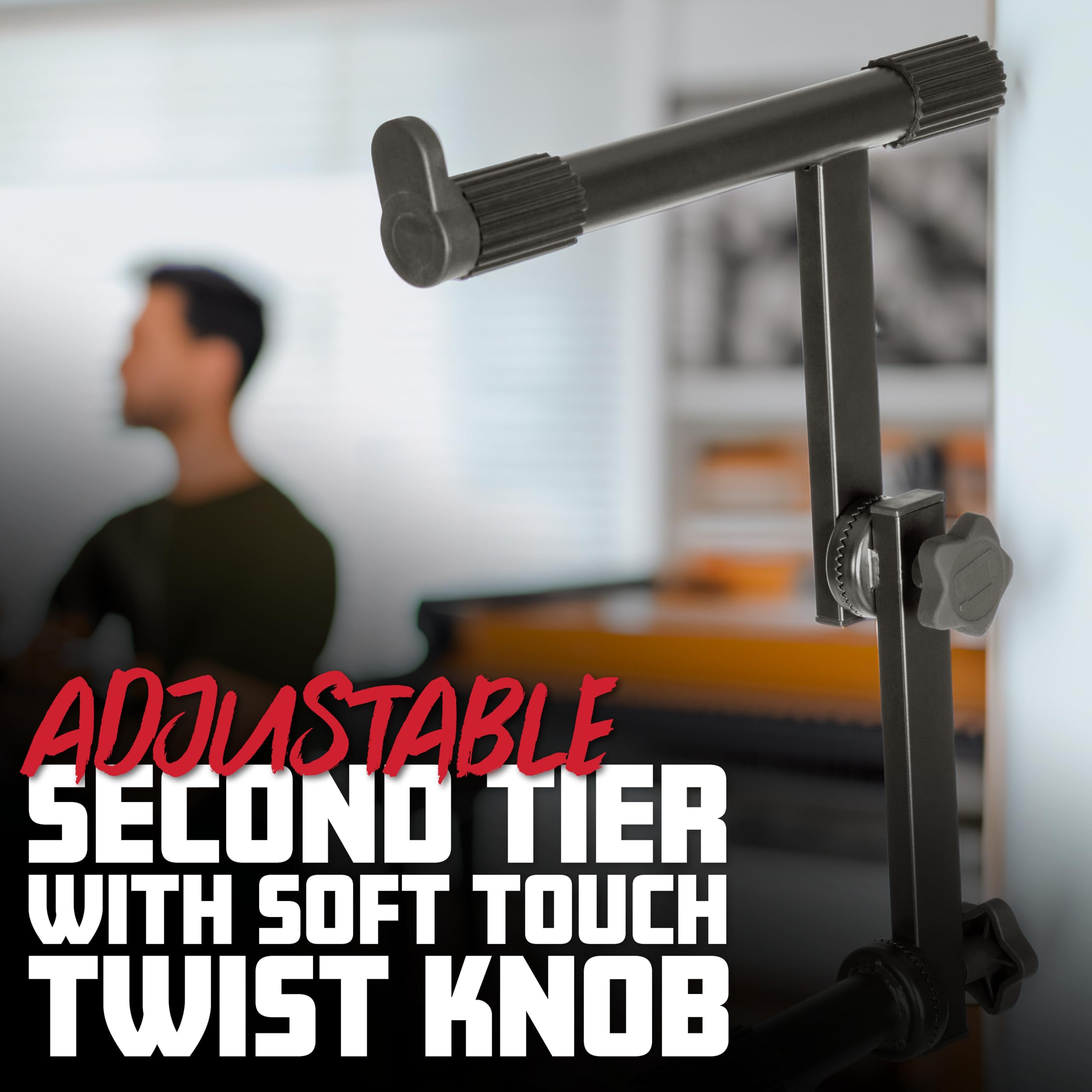 Gator Frameworks Deluxe Two Tier X-Style Keyboard Stand With Adjustable Height And Leveling Feet (Gfw-Key-5100X)