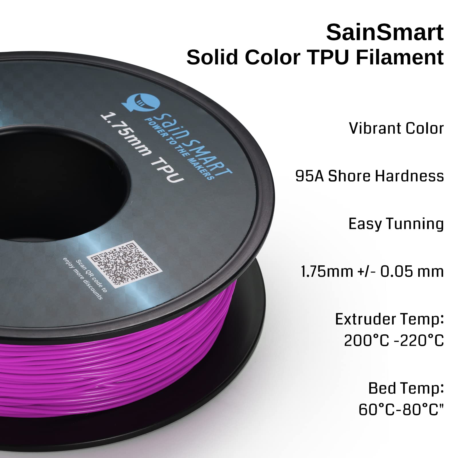 Sainsmart Neon Color Tpu, 1.75Mm Flexible Tpu 3D Printer Filament 800G, Dimensional Accuracy +/  0.05 Mm, Neon Magent