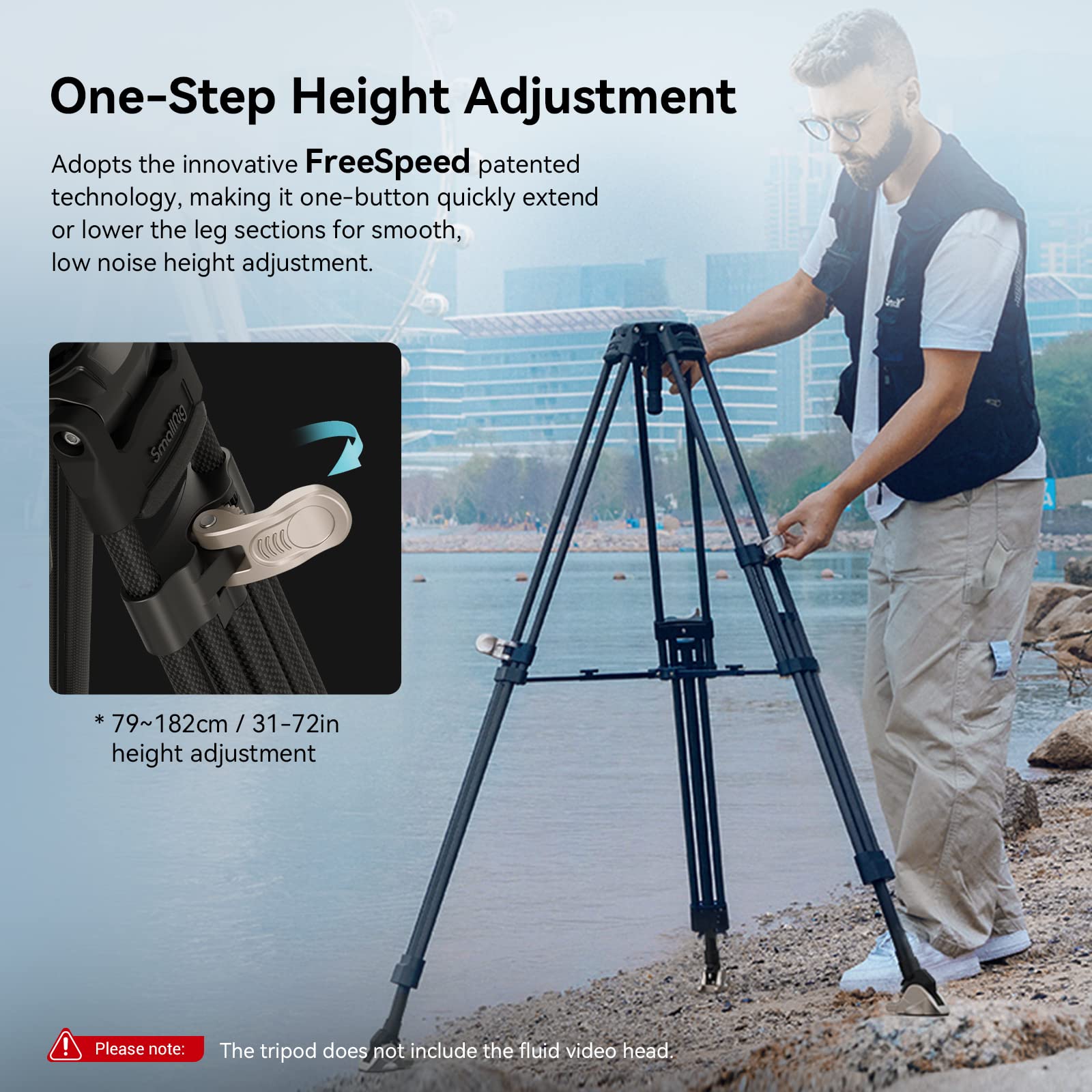 Smallrig Freeblazer Heavy-Duty Carbon Fiber Tripod, 72  Video Bowl Tripod With One-Step Locking System, Load Up To 55 Lbs, For C