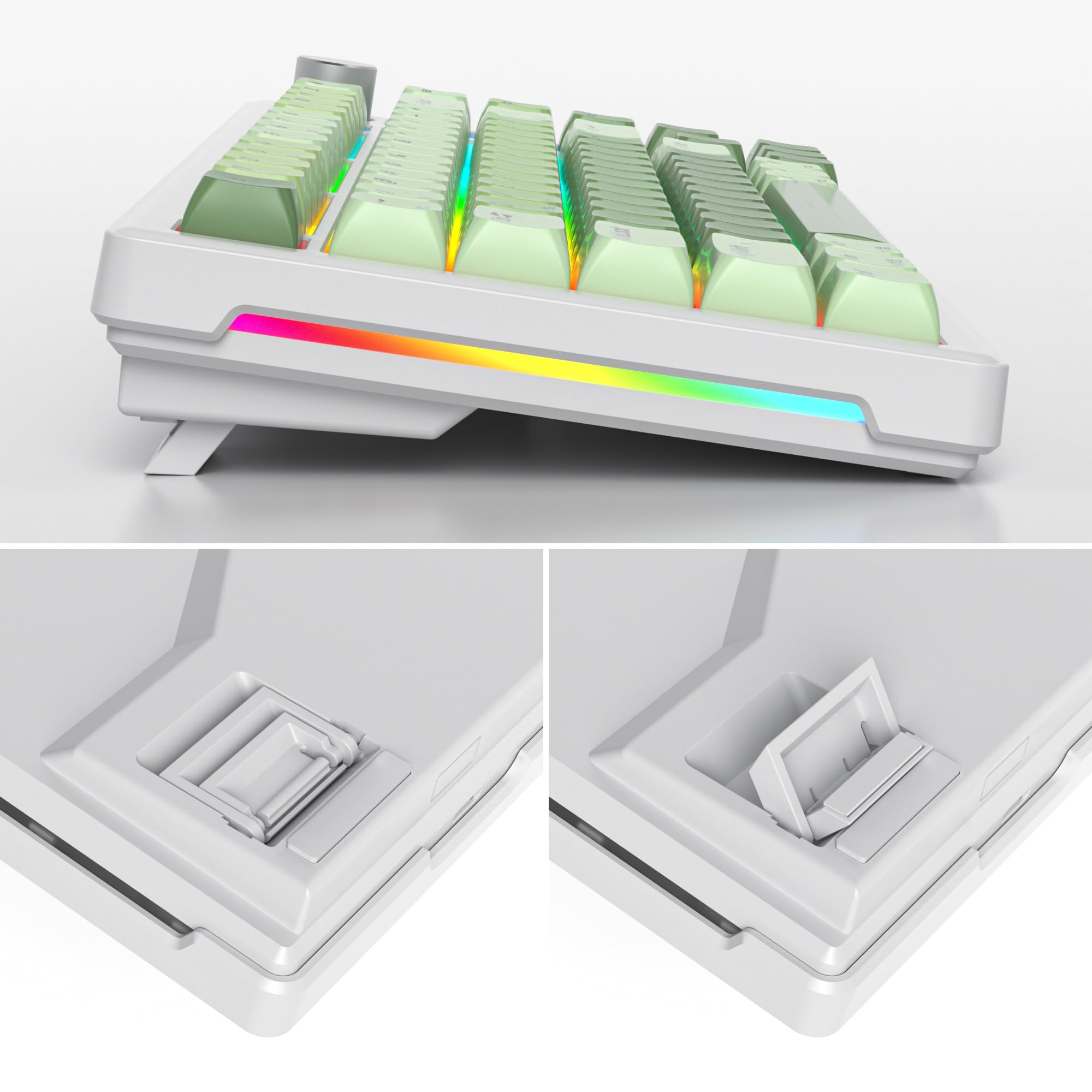 75% Wired Keyboard With Knob, 75 Percent Gaming Green Keyboard Hot Swappable Gasket Mount,White Switch,82 Keys Tkl Mechanical Ke