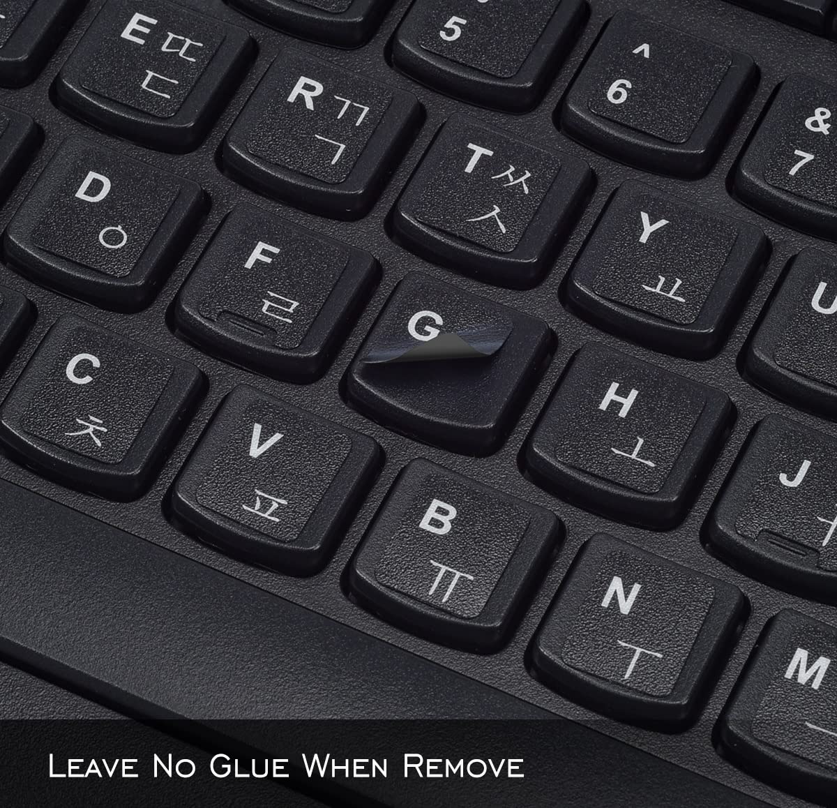 2Pcs Korean Keyboard Stickers, Keyboard Letter Stickers Black Background With White Lettering, Keyboard Letters Replacement Stic