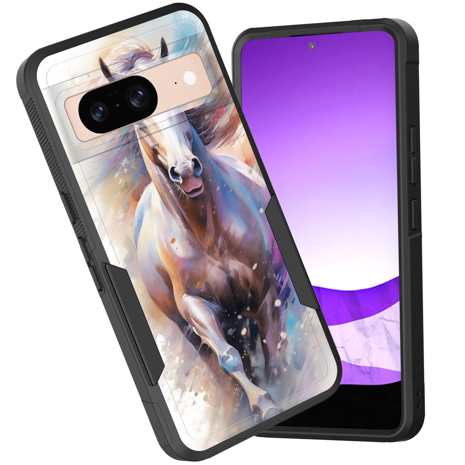 Cicplkse For Pixel 8 Case,Dual Layer Heavy Duty Hybrid Shockproof Hard Pc Soft Silicone Tpu Bumper Protective Cover Case For Goo