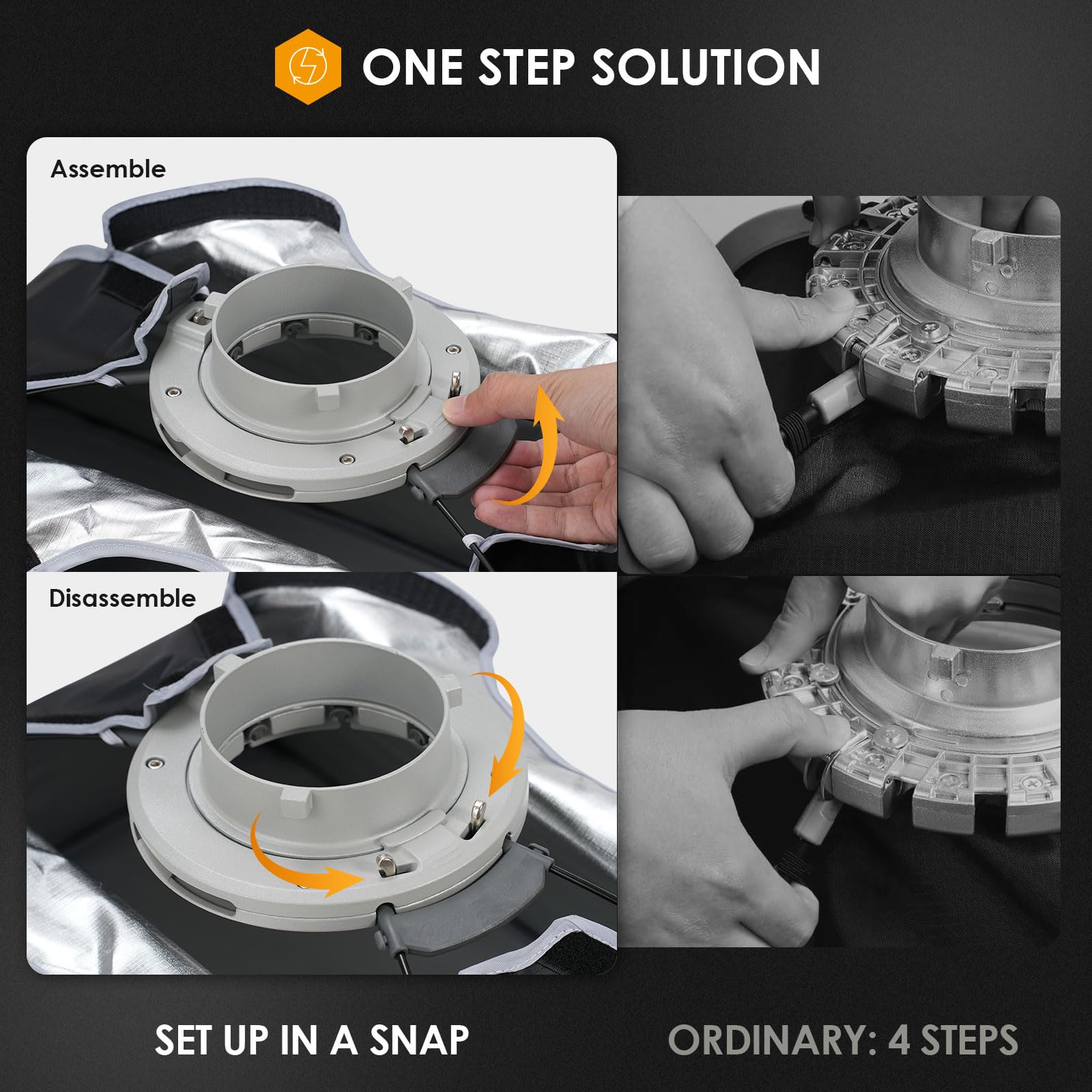 Tarion Foldable Bowens Softbox With Grid: Quick One Step Open/Lock, 23.6X35.4In (60X90Cm) Rectangular Softbox, Easy Set Up, Idea