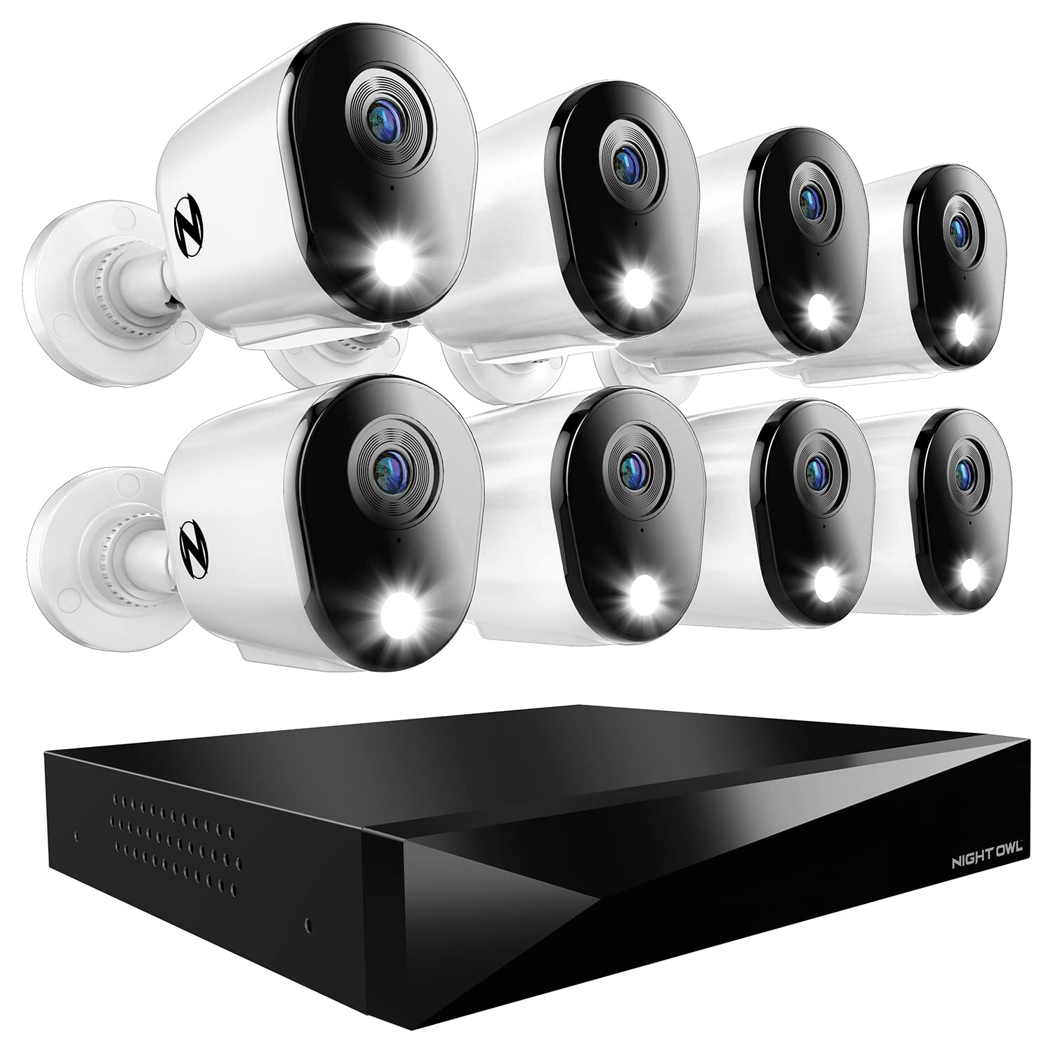 Night Owl 2Way Audio 12 Channel DVR Video Home Security Camera System with (8) Wired 2K HD Indoor/Outdoor Deterrence Cameras an