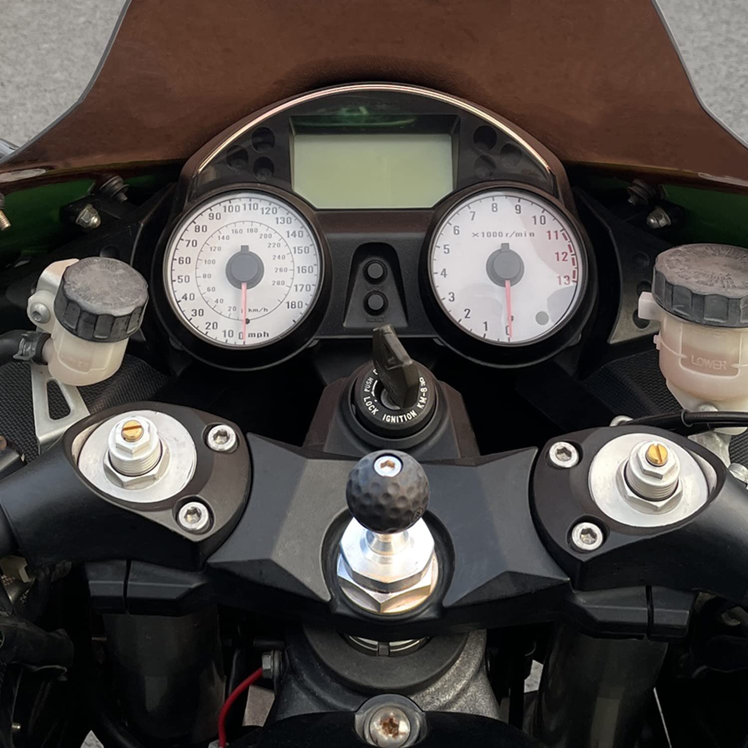 Imestou Motorcycle Fork Stem Mount 1 Inch Ball Base Adapter Suitable For Ram B Size Phone Mounts, Fits For 12-30Mm Stem Holes, W