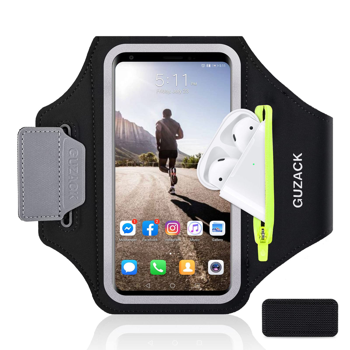 Guzack Running Armband For Iphone 15 14 13 12 11 Pro Max/14 Plus/Xr/Xs/X, Galaxy S23/S22/S21, With Airpods Pouch Card Slot & Key
