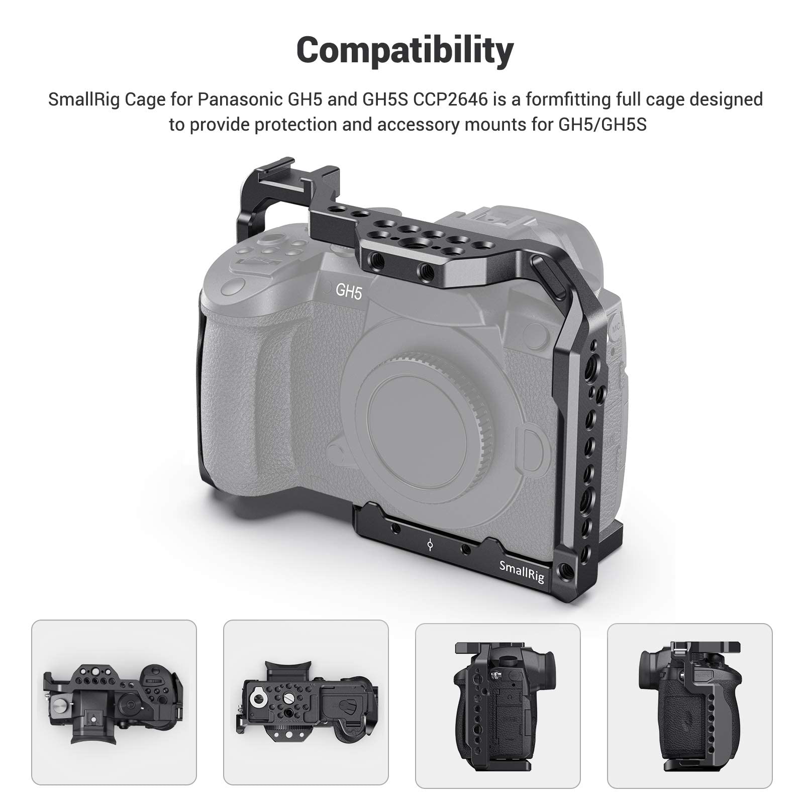 Smallrig Gh5 Gh5S Cage For Panasonic Lumix Camera And Dmw-Xlr1 (Upgraded Version) - 2049, Video Stabalization Camera Cage, Profe