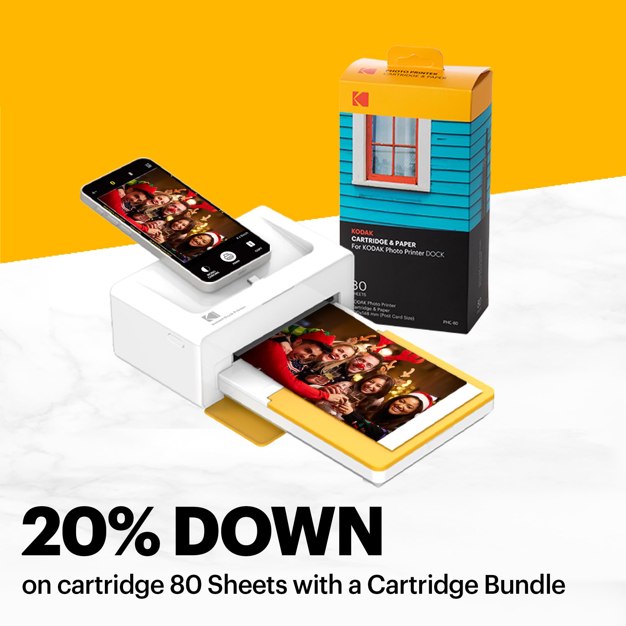 Kodak Dock Plus 4Pass Instant Photo Printer (4X6 Inches) + 90 Sheets Gift Bundle