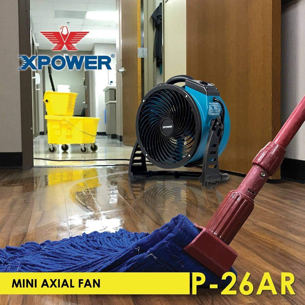 Xpower P 26Ar Industrial Axial Air Mover, Blower, Fan With Build In Power Outlets For Water Damage Restoration, Home And Plumbin