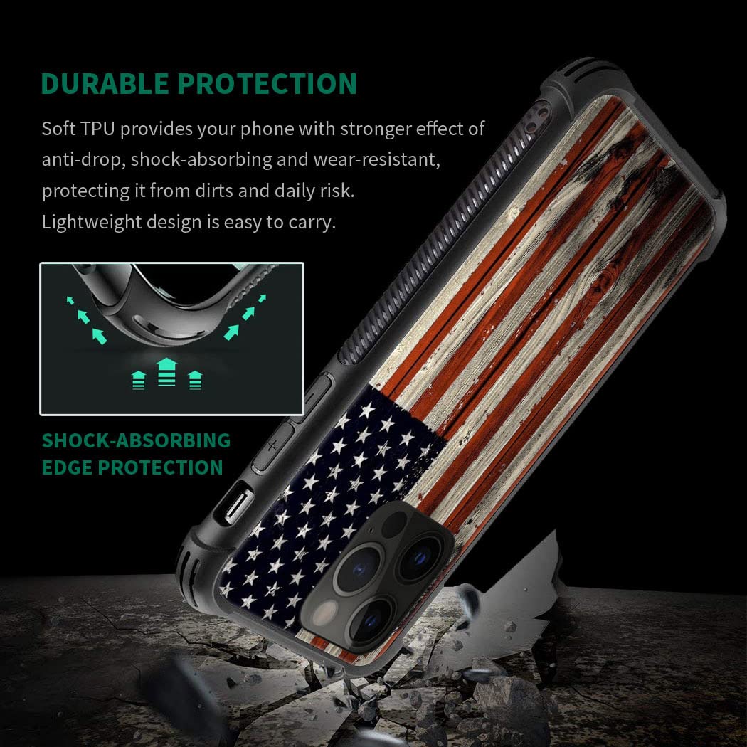 Iphone 14 Plus Case,Red Wood Usa Flag Iphone 14 Plus Cases For Men Boy,Drop Protection Cool Pattern With Soft Tpu Bumper Case Fo