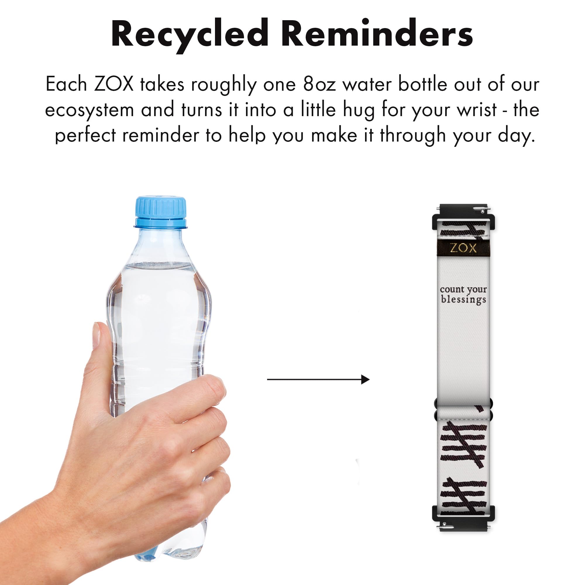 Zox Android Smart Watch Band - Count Your Blessings | Soft, Adjustable Elastic Band With Motivational Affirmations And Beautiful