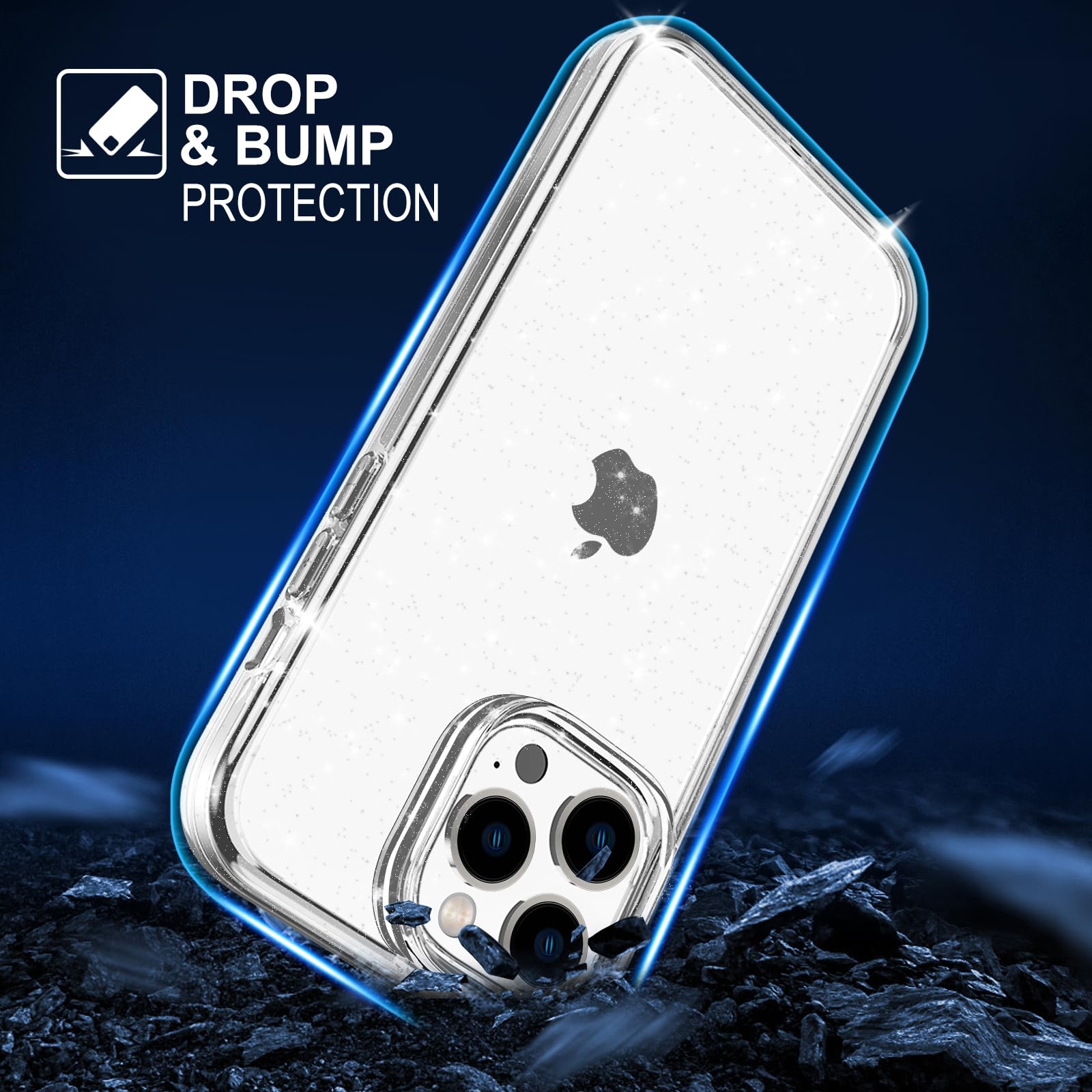 Tenoc Phone Case Compatible With Iphone 16 Pro Max, Glitter Case Clear Sparkling Protective Bumper Cute Cover For Girls Women