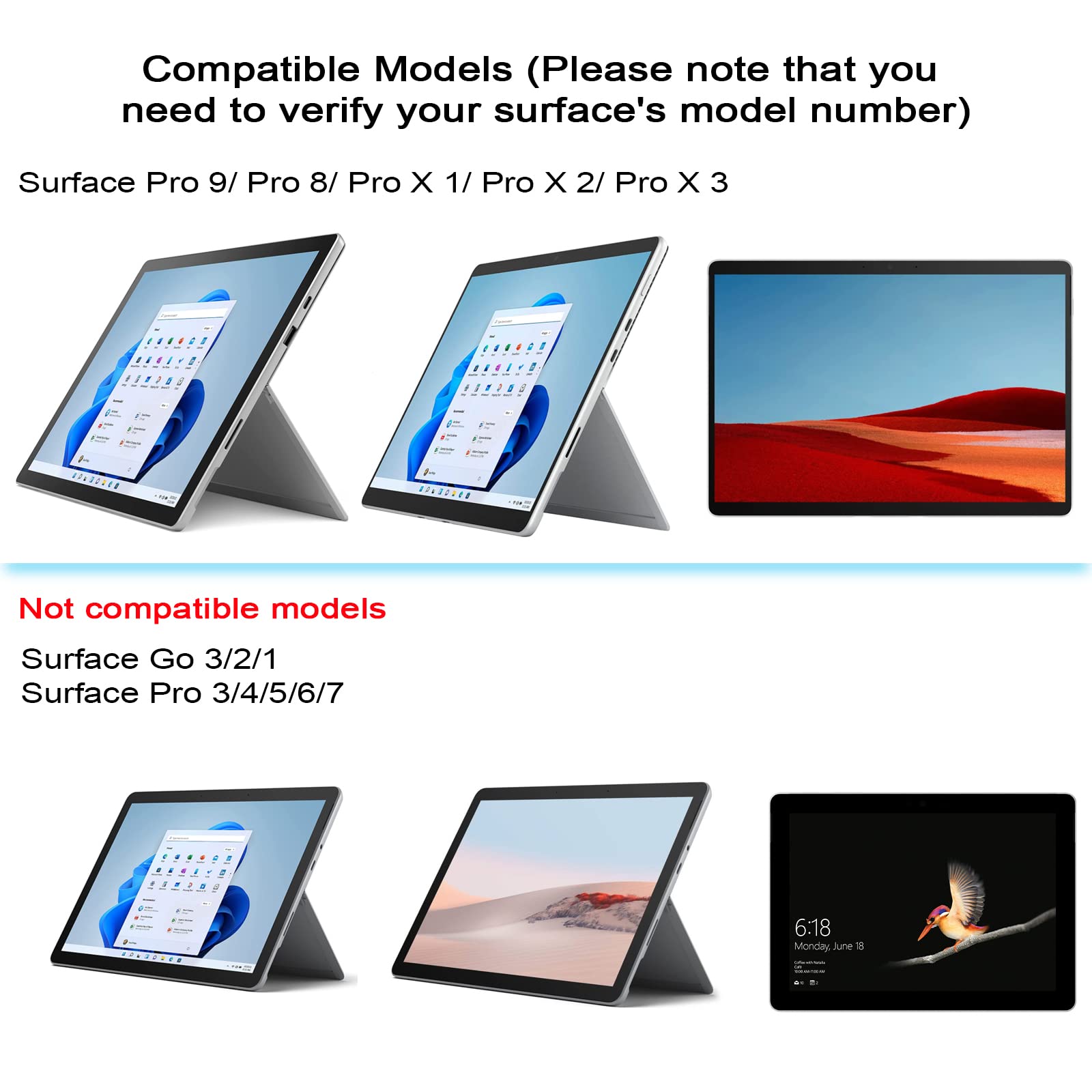 Qulose Surface Pro 8 Keyboard, 7 Color Backlight Keyboard For Surface Pro 8 13 Inch, Detachable Surface Pro 9 2022 / Surface Pro