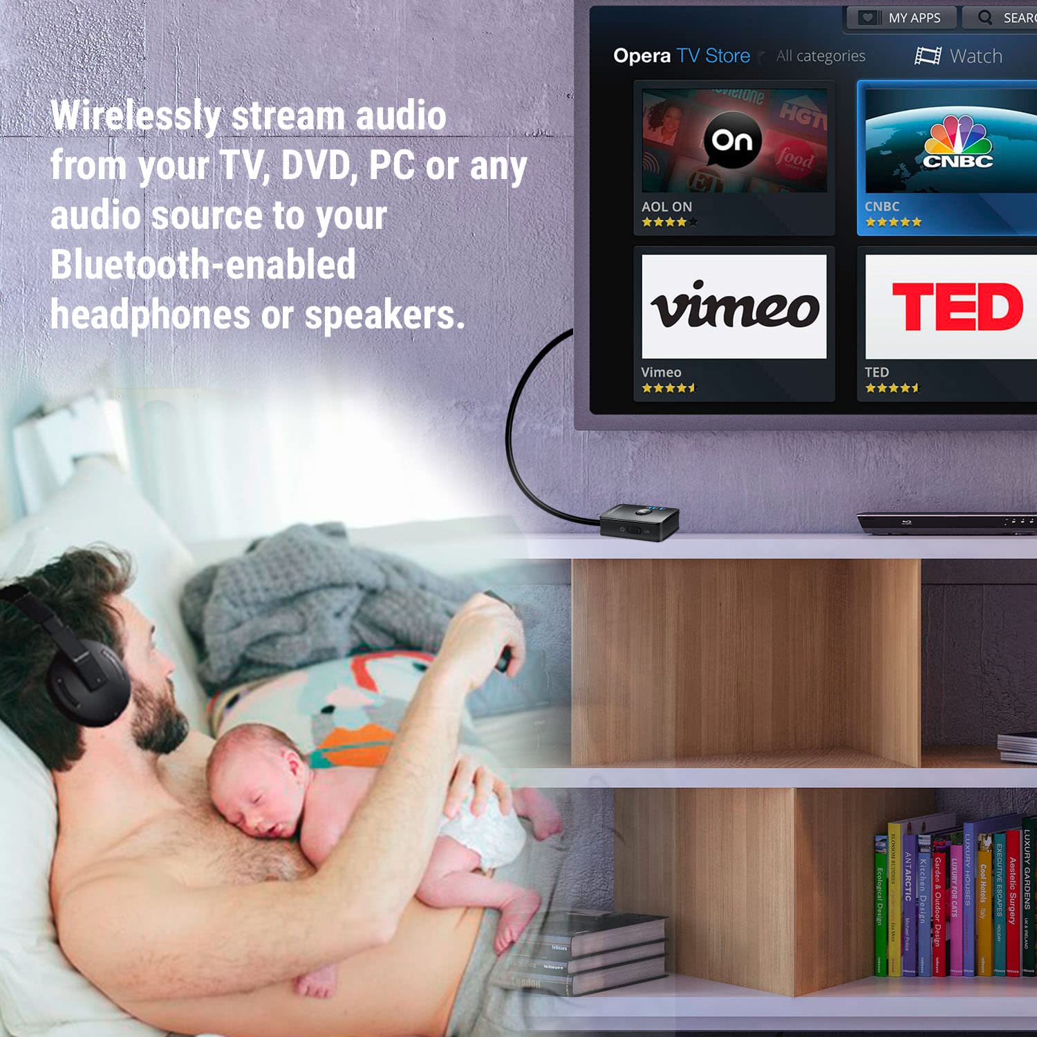 Homespot Bluetooth Transmitter For Tv Audio Optical Bluetooth Low Latency Audio Adapter Bluetooth 5.0 No Lip Sync Digital Dual S