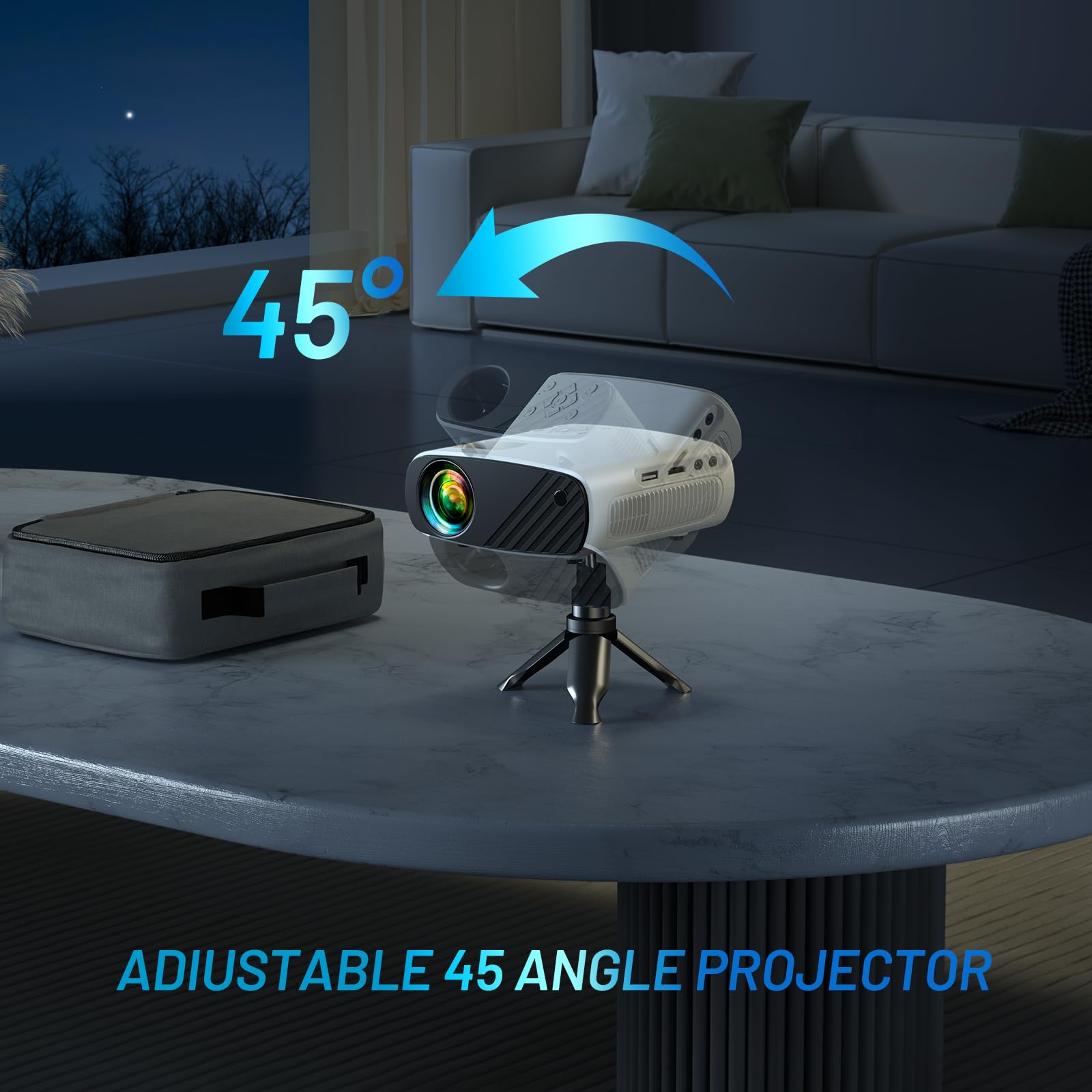 Mini Projector For Iphone, Elephas 2024 Upgraded 1080P Hd Projector, 8000L Portable Projector With Tripod, Movie Projector Compa