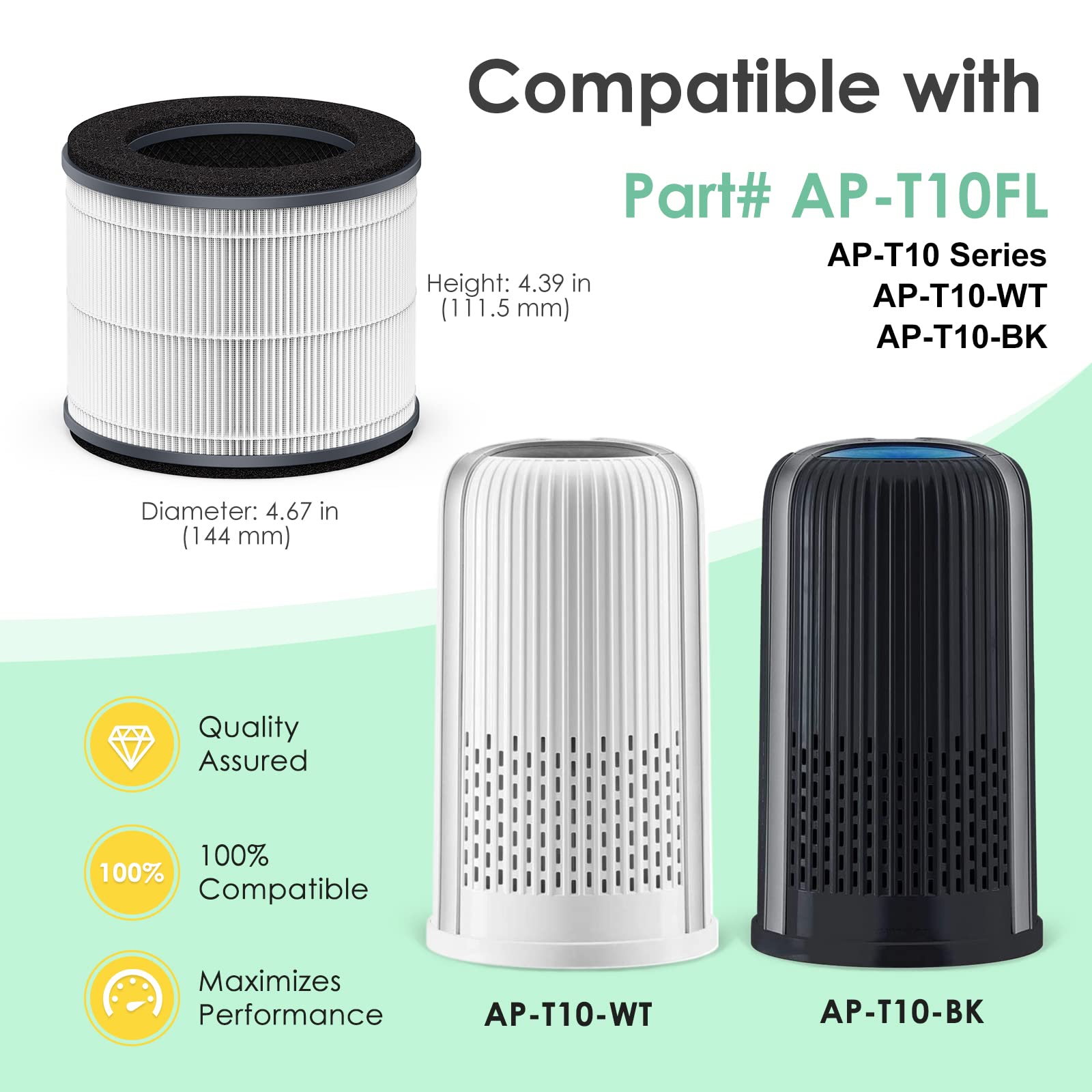 Ap T10 Wt Ap T10Fl Replacement Filter Compatible With Homedics Air Purifier Filter Replacement Totalclean Tower Model Ap T10 Ap