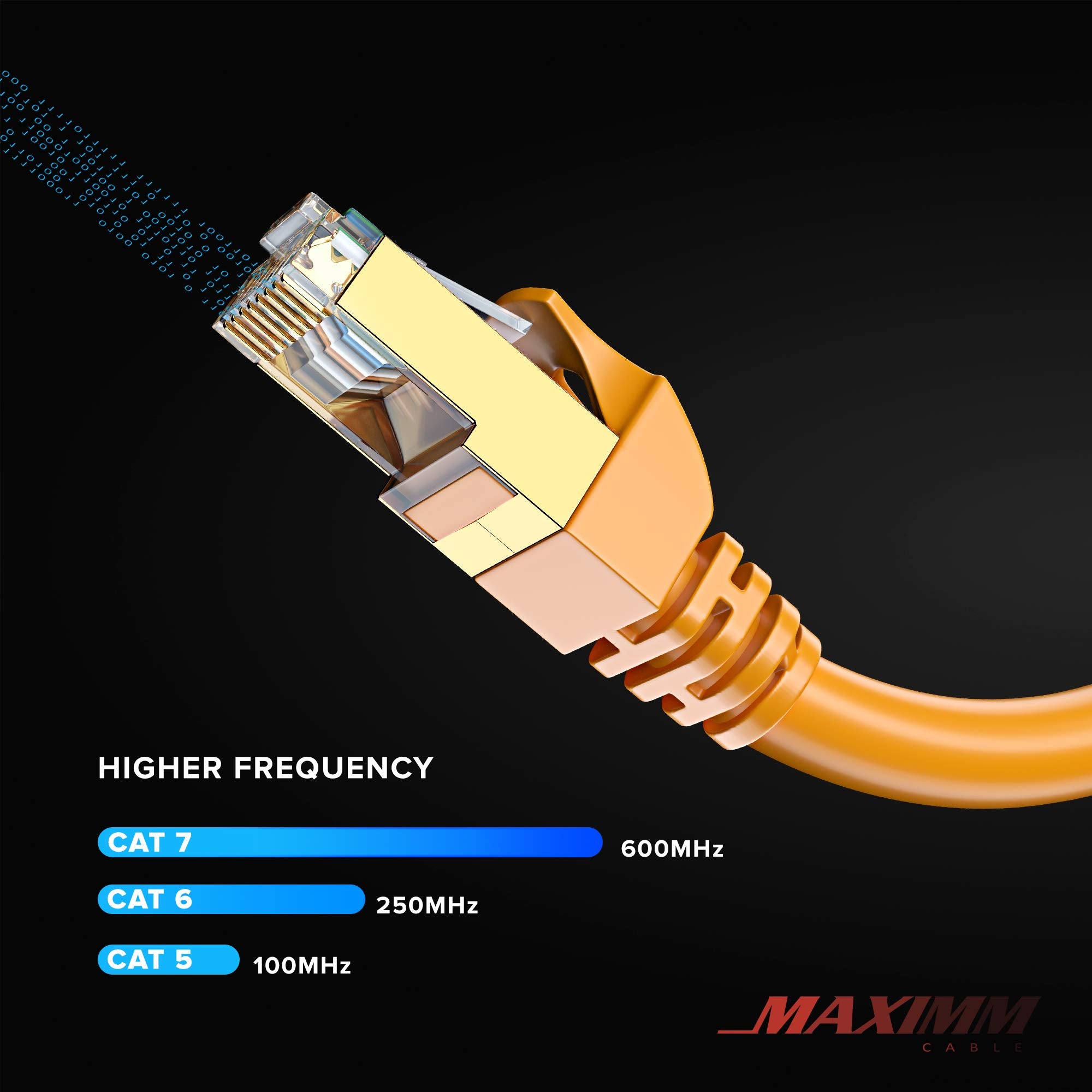 Cat 7 Ethernet Cable 100 Ft   High Speed Internet & Network Lan Patch Cable, Rj45 Connectors   100Ft / Orange   Perfect For Gaming, Streaming, And More