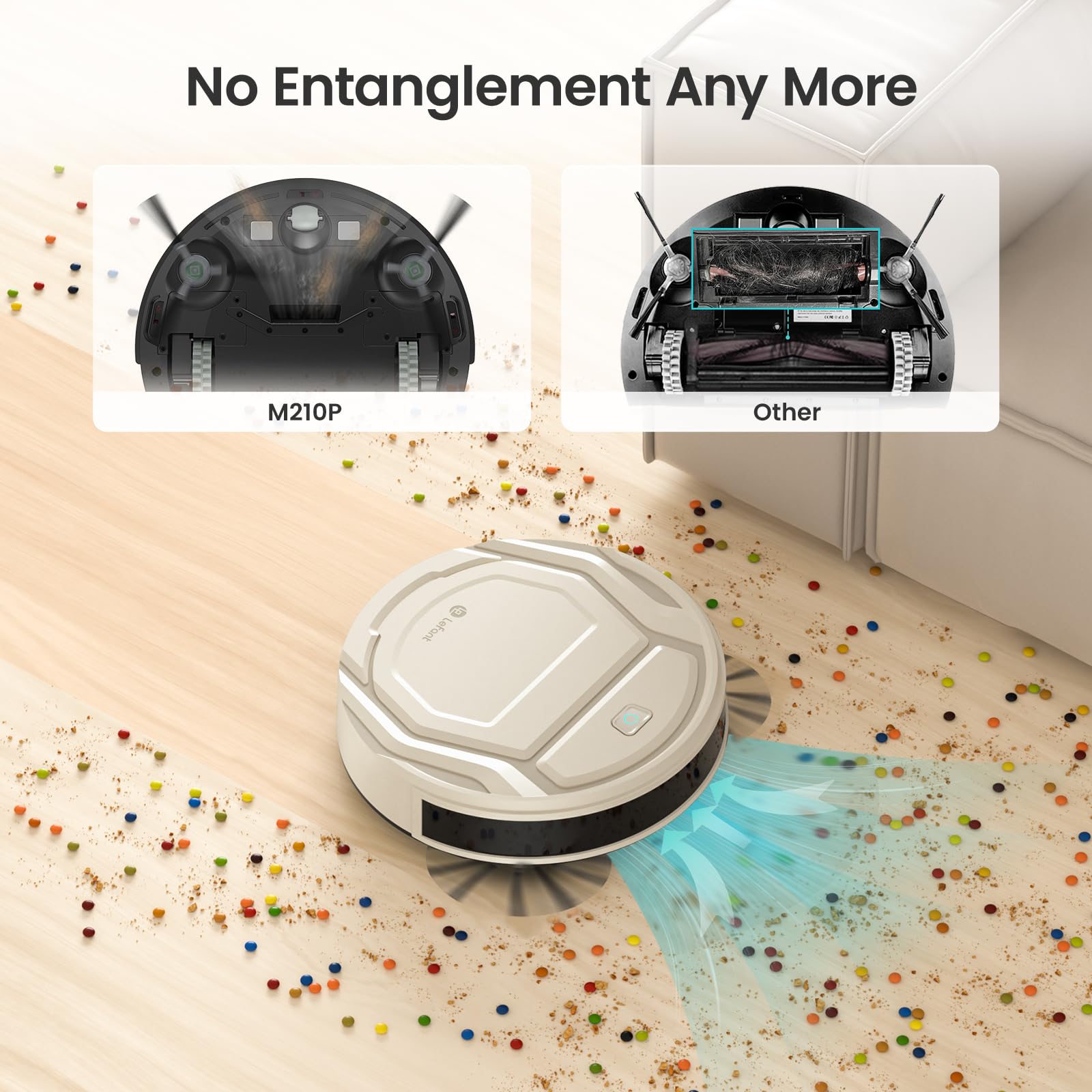 Lefant Robot Vacuum  Ultra Thin,Powerful Suction, Quite,No Tangle Port,120 Mins Runtime,Self Charging Robotic Vacuum Cleaner, Ap