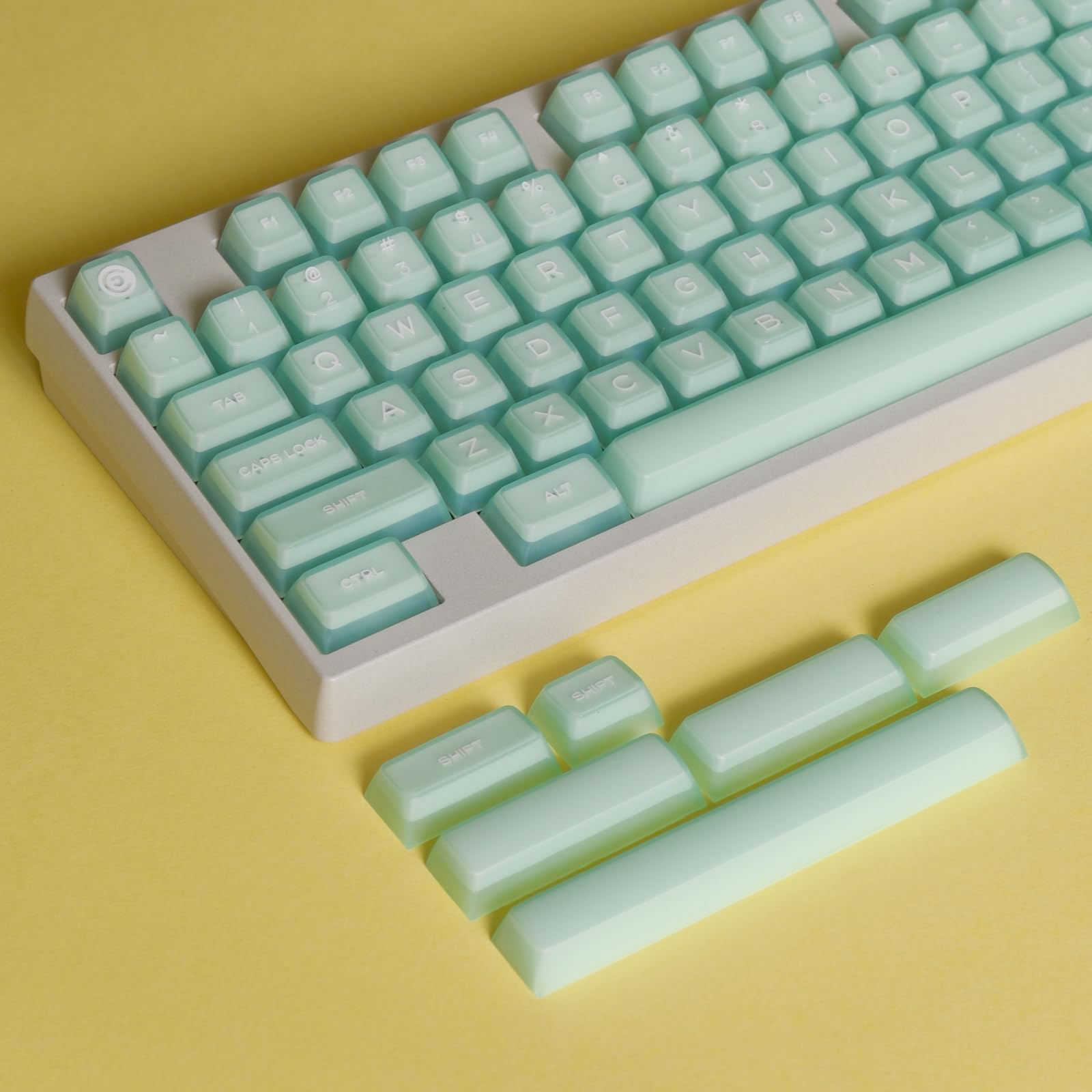REDQIN ULTRAEQUIP Jade Keycaps Set - 160 Keys, PBT, Translucent, for Mechanical Keyboards - Green Jade Color