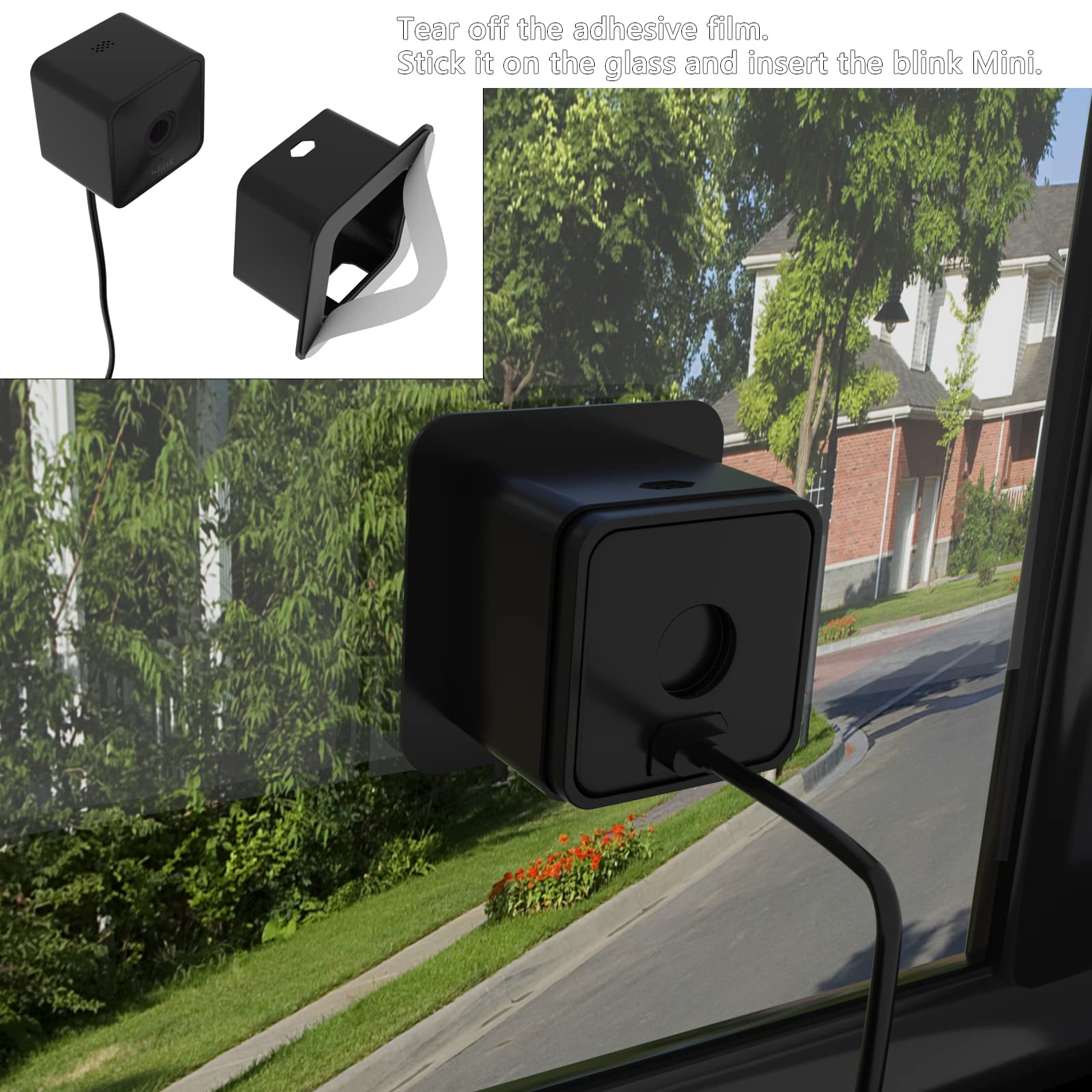 Teccle Window Mount For Blink Mini, Through Window Use Blink Mini Camera, No Need To Run Wiring Outdoors (Black/Pack Of 2)