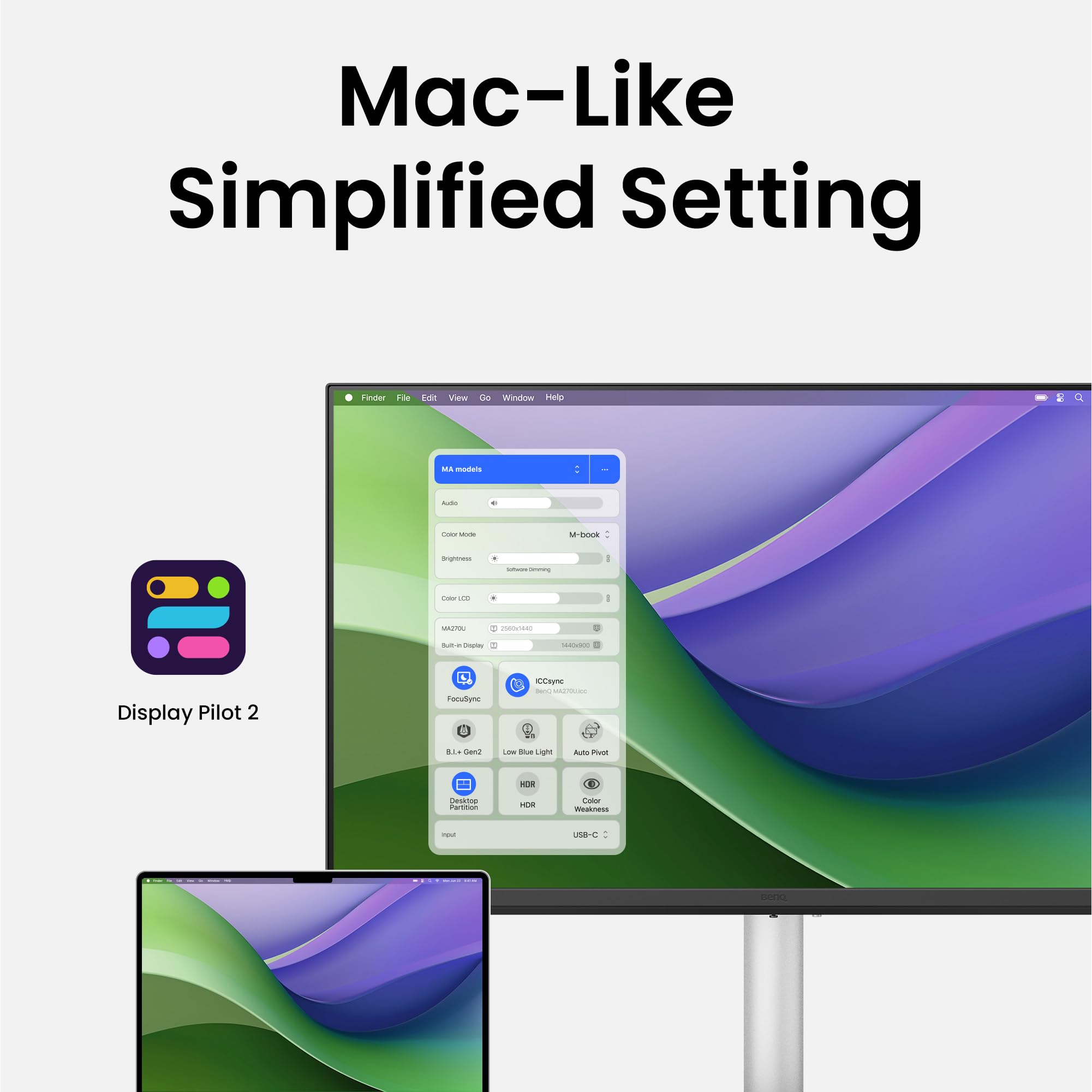 Benq Ma270U 27    4K 3840X2160 Monitor For Macbook Pro/Air, Dual Usb-C, 90W Power Delivery, Mac Color Match, Usb Hub, Brightness