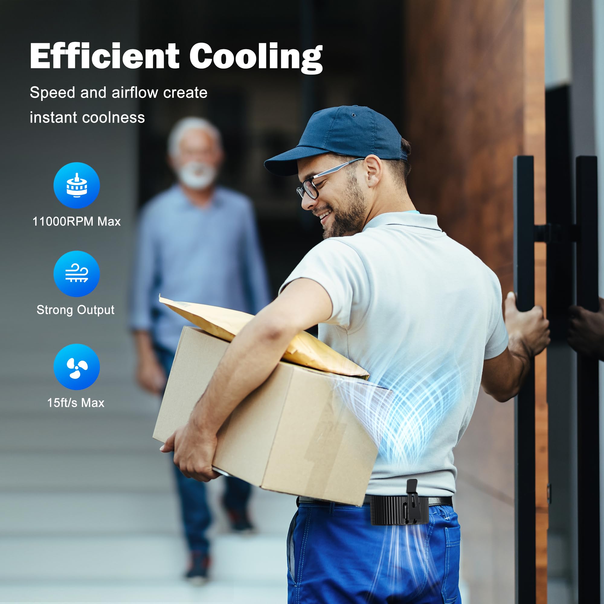 Amacool Portable Waist Fan, 11000Rpm Strong Airflow With 5 Speeds, 20Hrs Cooling, Personal Waist Clip Fans, Hands-Free Shirt Fan