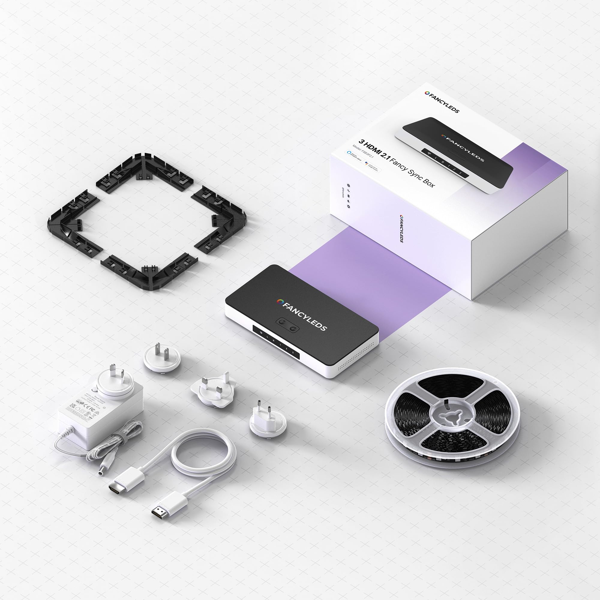 New Rgbw 3 Hdmi 2.1 Fancy Sync Box Streaming Media Syncing Device With 3 Hdmi Ports, 4K 120Hz, Hdr, And Movie Support (For 56''