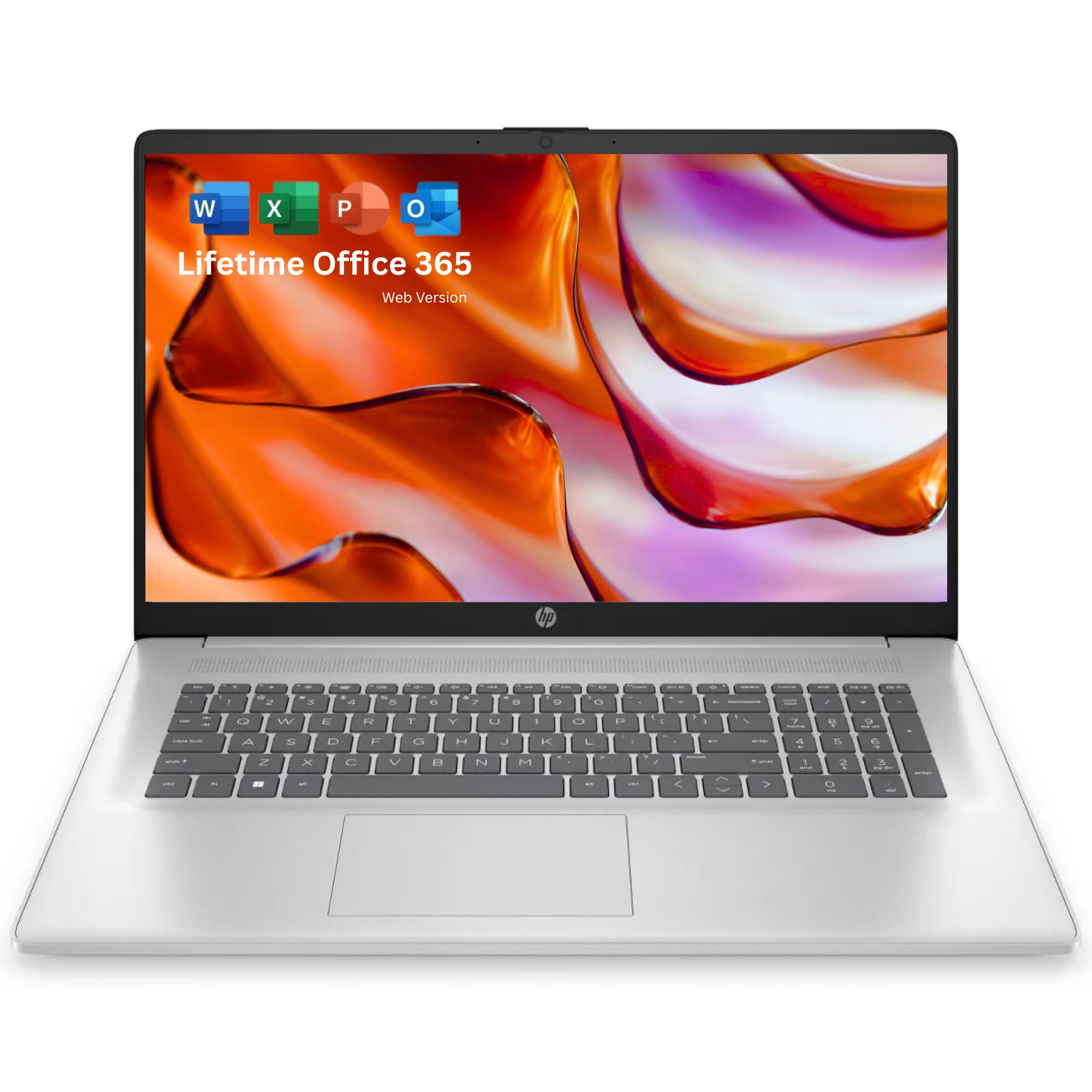 HP 17.3 inch Laptop with Lifetime Office 365 for The Web, Intel 13th 8 Cores i3 CPU (Beat 11th i5), 16GB RAM, 256GB SSD Storage,