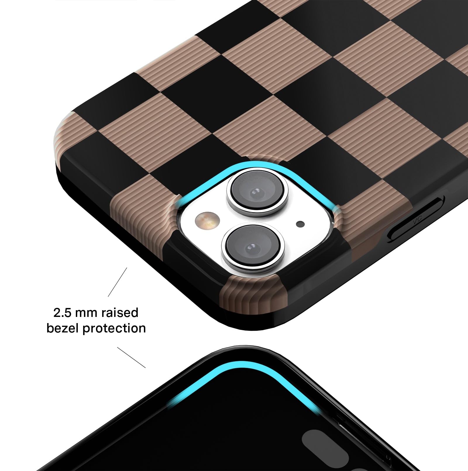 Velvet Caviar For Iphone 15 Plus Case Checkered For Women   Compatible With Magsafe [10Ft Drop Tested]   Mocha Brown Black Check