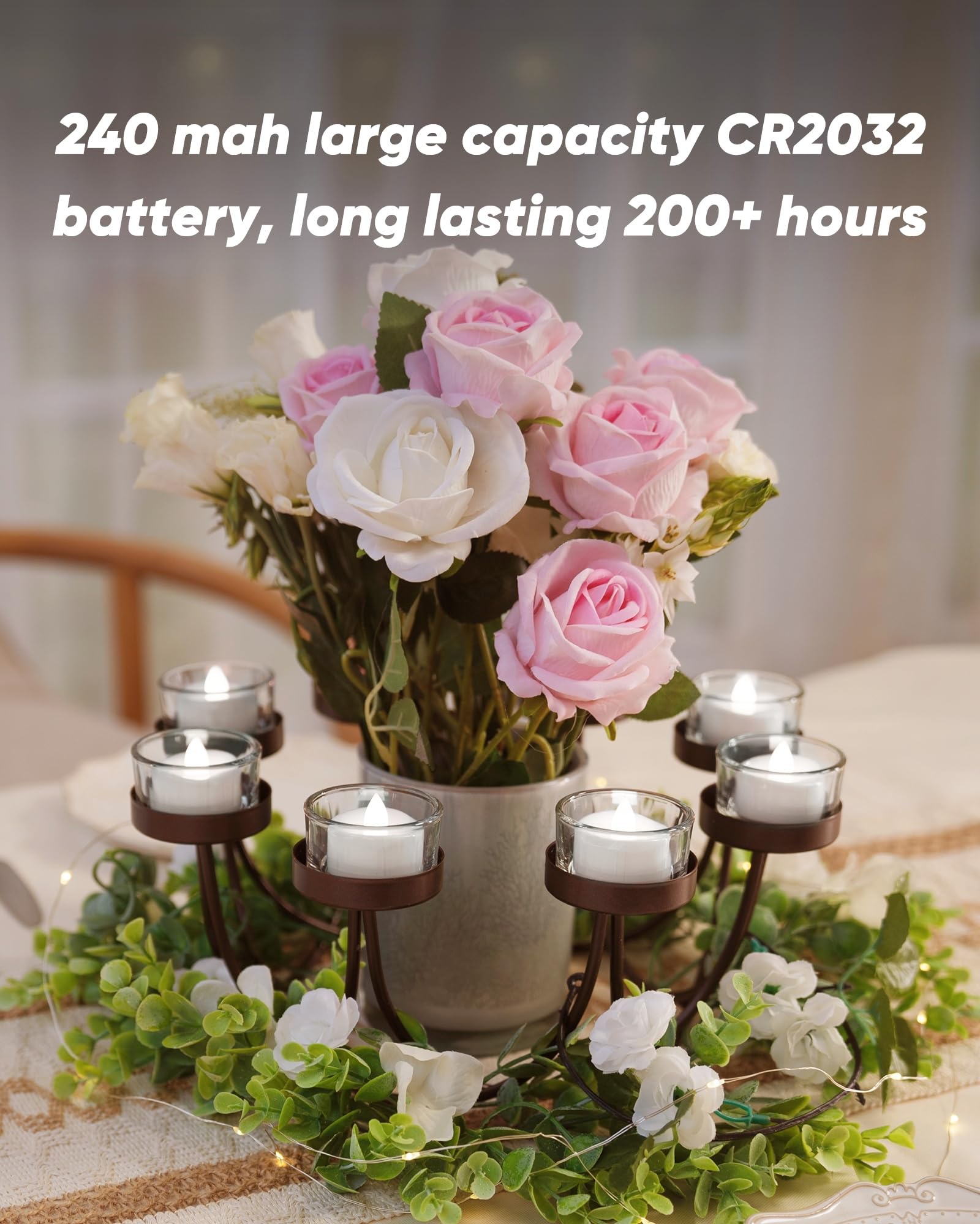 Merrynights Led Candles, Tea Lights Candles Battery Operated, 24 Pack 200+Hours Flameless Tealight Candles, Realistic Tea Lights