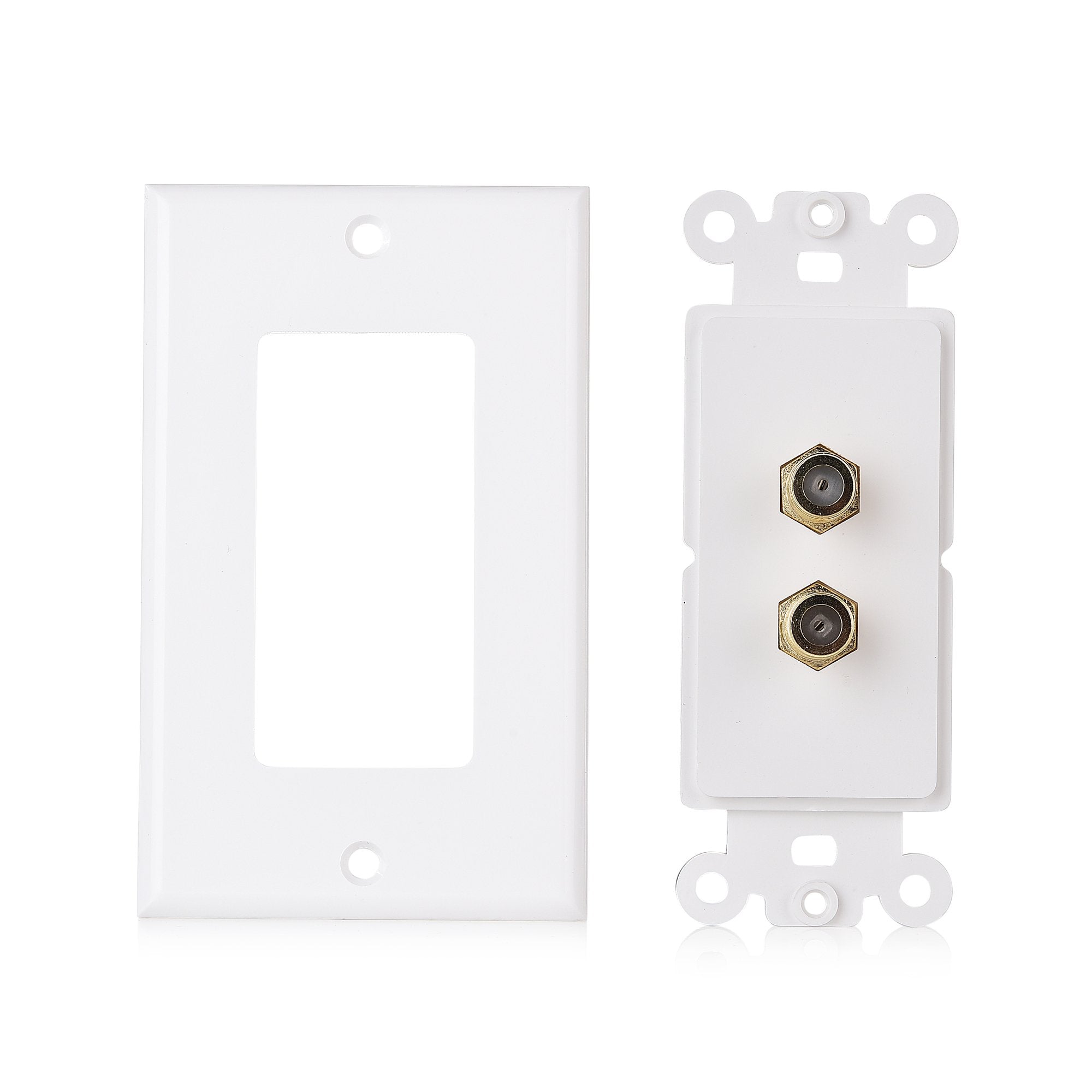Cable Matters 2 Pack 2 Port TV Cable Wall Plate (Coax Wall Plate) in White