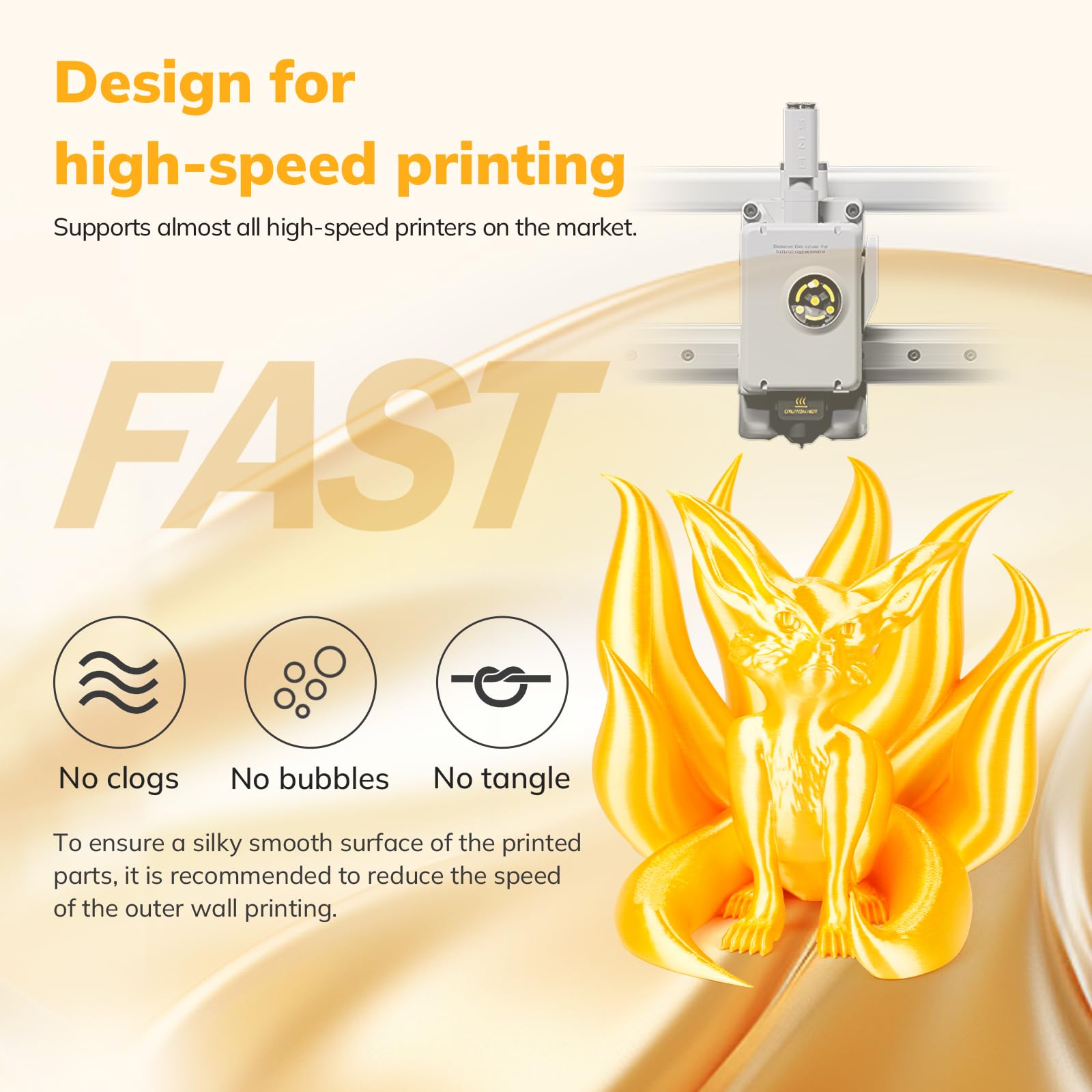 Amolen Silk Pla Filament 1.75Mm 3D Printer Filaments, Shiny Gold Filament For 3D Printing, 1Kg(2.2Lbs) Spool, Compatible With Mo