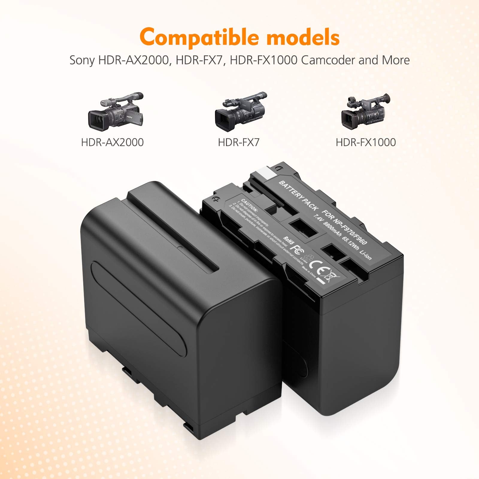 2 Pack Np F970 Np F970 Battery For Sony Np F750, F550, F570, Tr917, Ccd Sc55, For Sony Nw Cn160 Cn 216 Led Light, Nw 759 74K 760