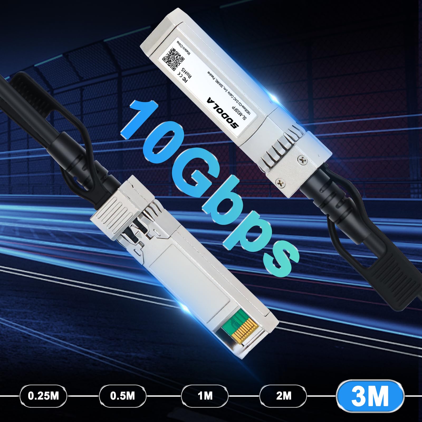 Sodola 10Gb Sfp+ Dac Cable, 10G Sfp+ To Sfp+ Passive Direct Copper Twinax Sfp+ Cable 30Awg, 3 Meter(9.84Ft) For Cisco Sfp H10Gb