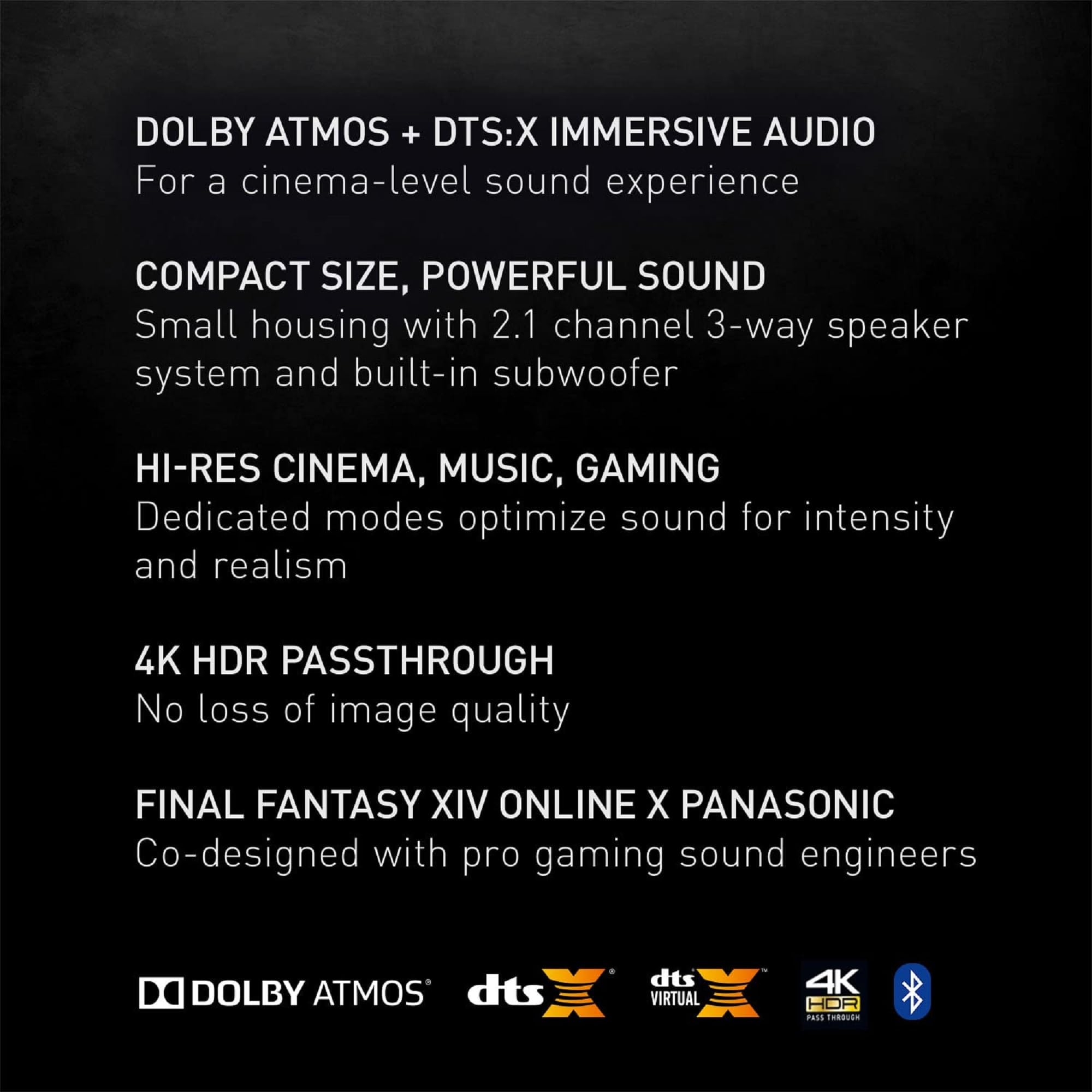 Panasonic Soundslayer Dolby Atmos Soundbar For Tv With Built-In Subwoofer, Small Home Audio Bluetooth-Enabled Speaker, Hi-Res So