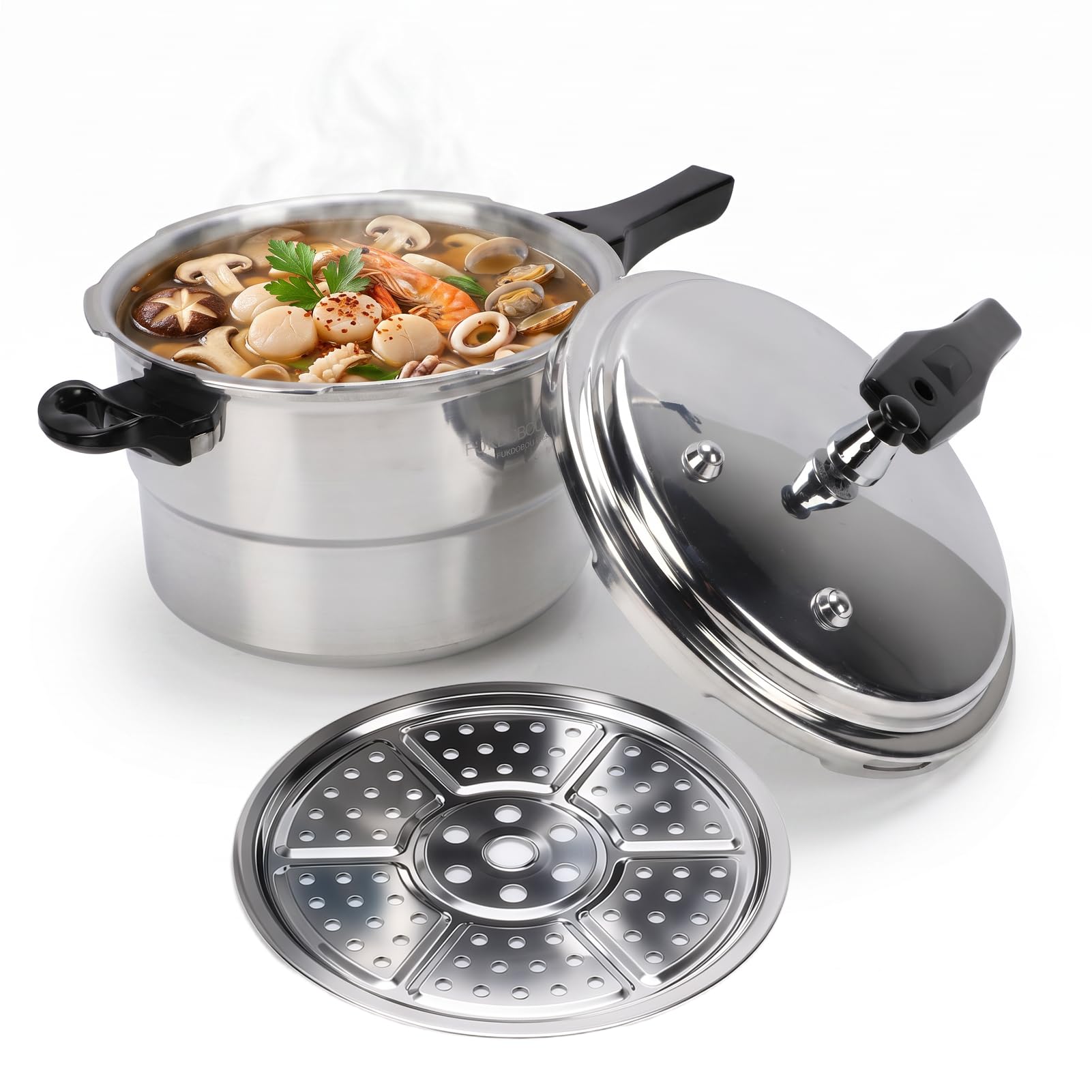 Electric Pressure Cooker for Gas 5L Aluminum Alloy Explosion Proof Fast Cooking Canning Cooker Pot with Steam Rack for Gas Ceram
