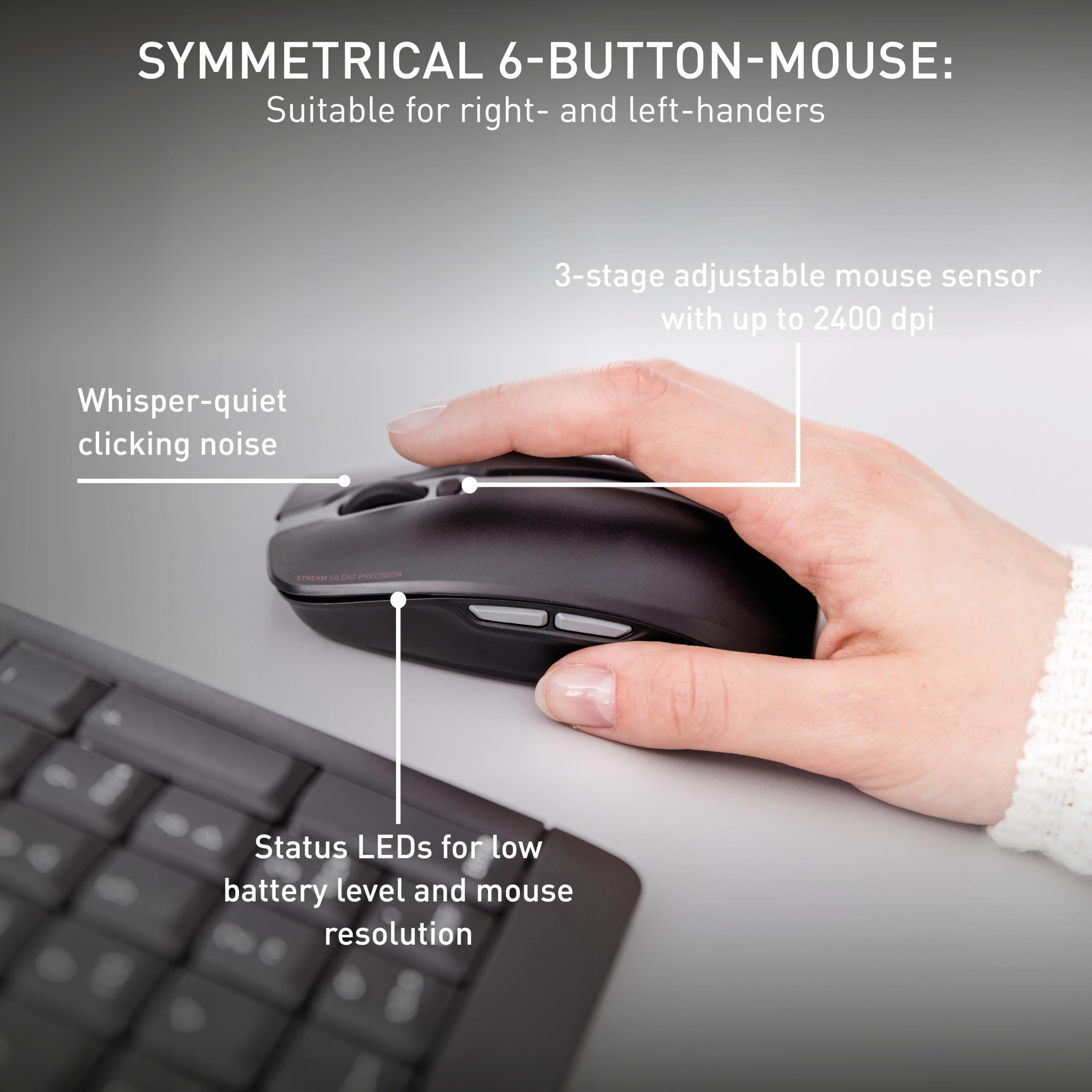 Cherry Stream Desktop   Wireless Keyboard And Mouse Combo   Us Layout   Qwerty Keyboard   Black