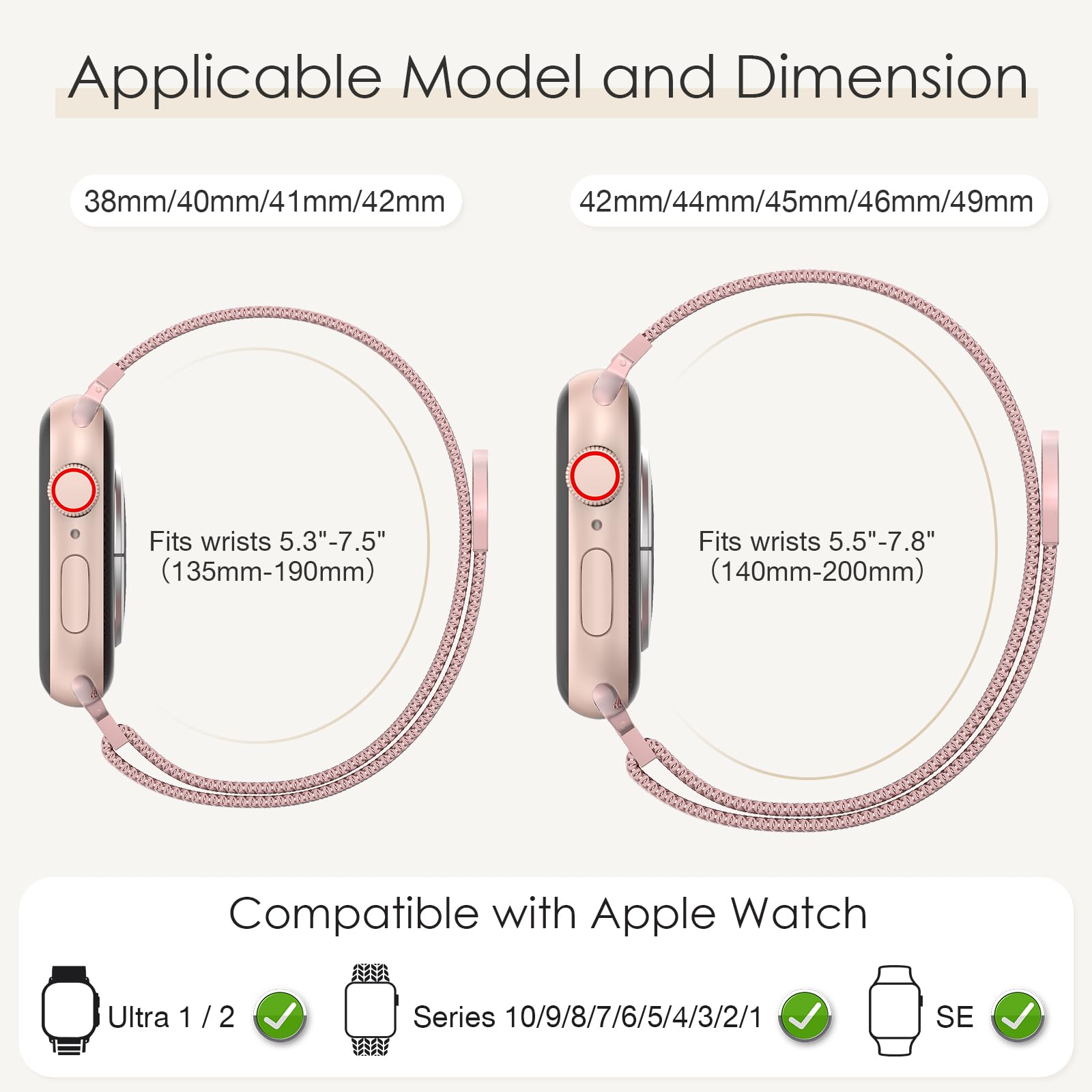 Original Milanese Loop Band Compatible With Apple Watch 38Mm 40Mm 41Mm 42Mm 44Mm 45Mm 46Mm 49Mm - Women & Men Magnetic Closure A
