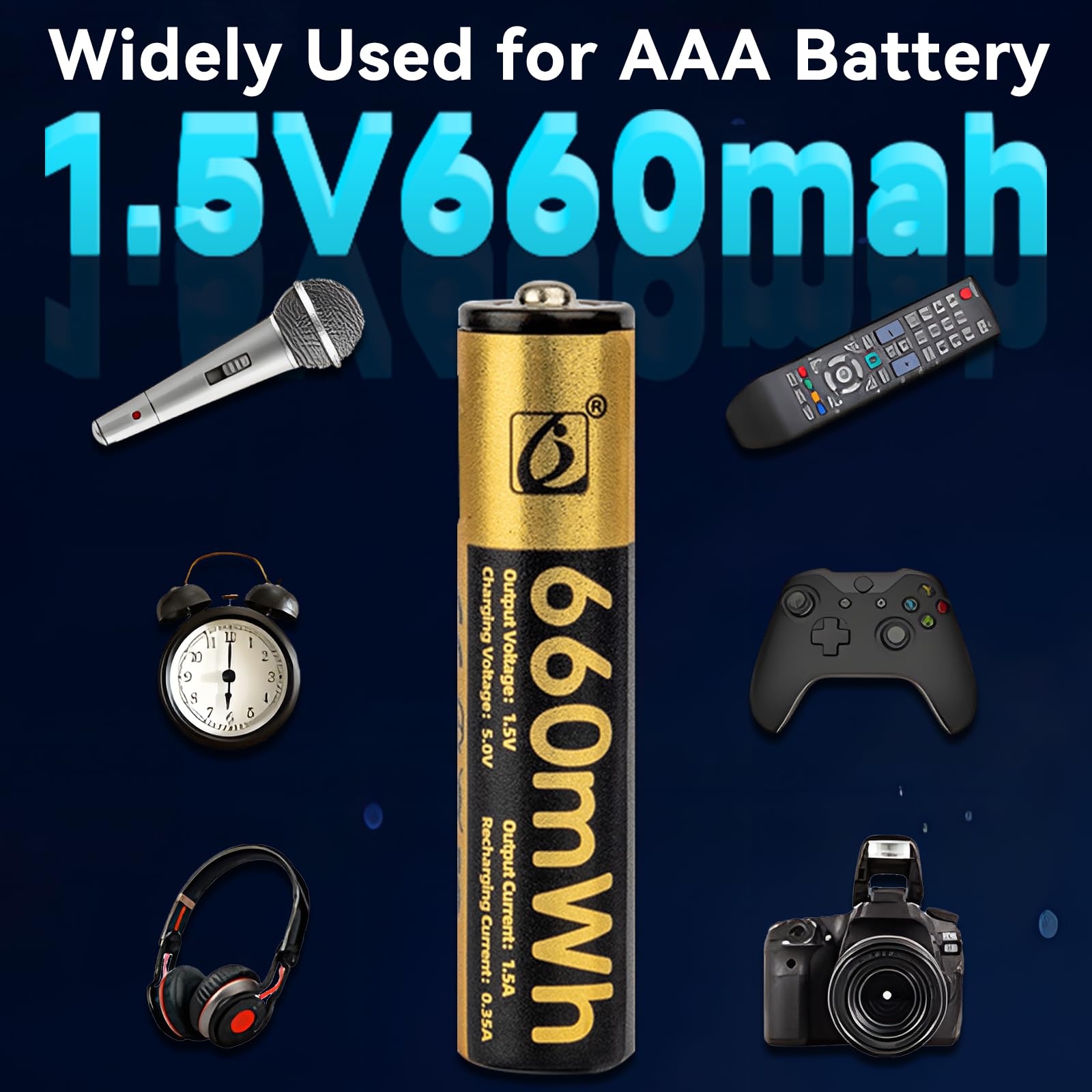 Tosiicop Aaa Rechargeable Lithium Batteries - 8 Pack Usb-C Rechargable Li-Ion Battery 1.5V 660Mwh With 4 In 1 Usb To Type-C Char