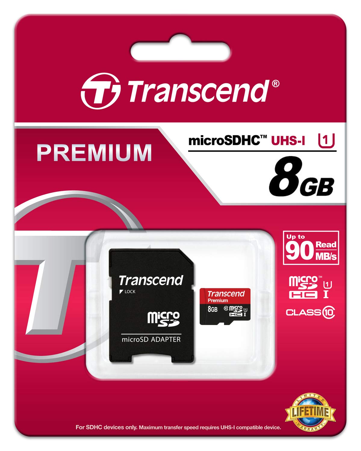 Transcend 8 Gb Microsdhc Class 10 Uhs 1 Memory Card With Adapter (Ts8Gusdu1)