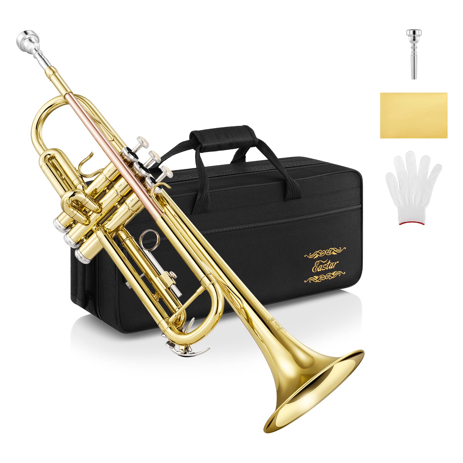 Eastar Etr 390 Standard B Flat Trumpet For Beginners Intermediate, Advanced Upgraded Trumpet Instrument With Hard Case, Cleaning