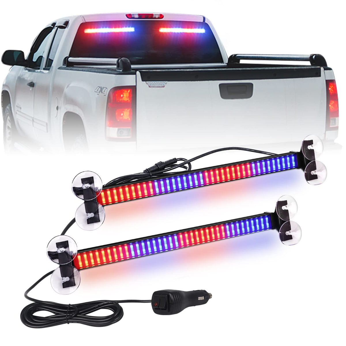 Xridonsen 2 In 1 Emergency Strobe Police Lights Traffic Advisor Light Bar 144 Led Warning Hazard Safety Interior Windshield Dash