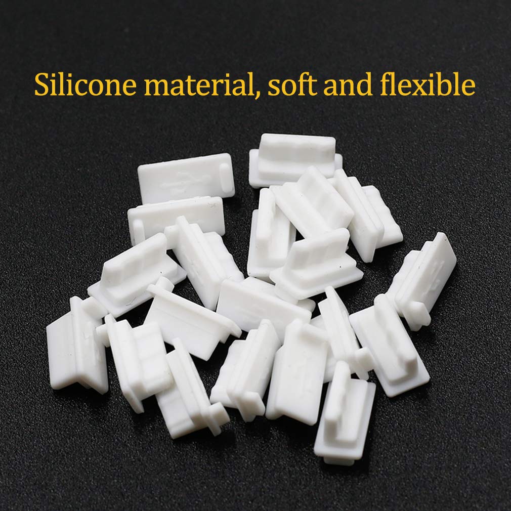Yoohey 20Pcs Silicone Usb A Type Female Anti Dust Cover Plug Protector Stopper Cover (White)