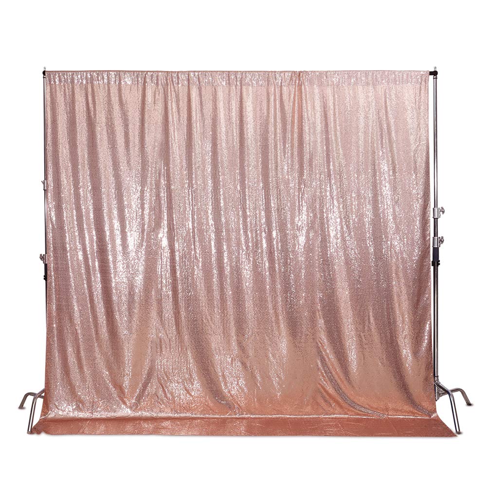 Squarepie Sequin Backdrop Non Transparent Background Sparkly Curtain For Wedding Party 10Ft X 10Ft Rose Gold