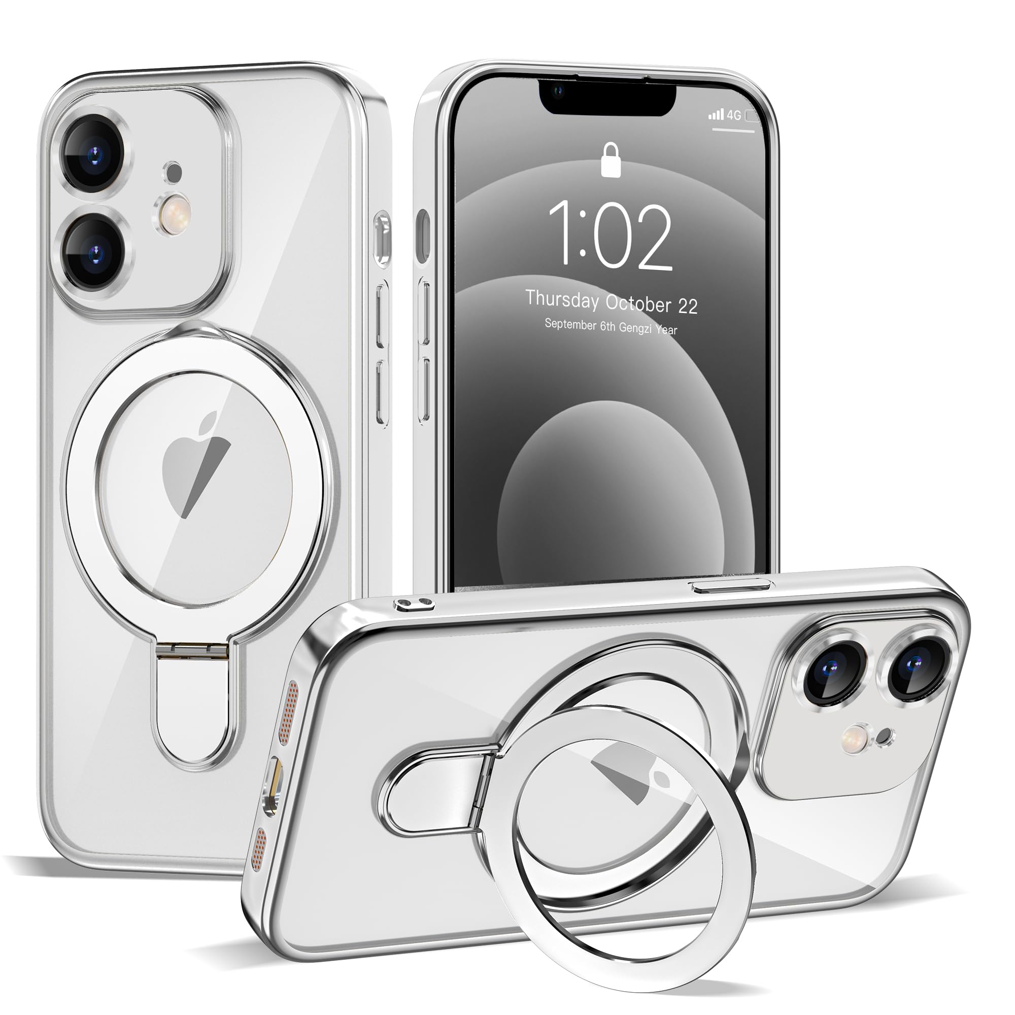 ETPESOK Compatible with iPhone 12 Case with Invisible Magnetic Ring Stand [Compatible with Mag-Safe] [Full Camera Lens Protector
