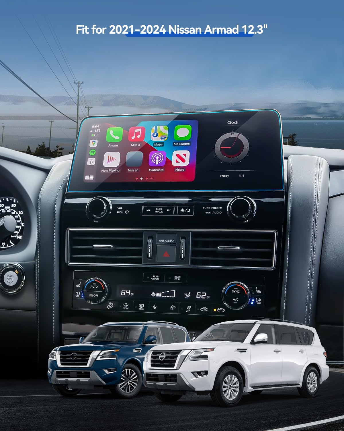 Lantu 2Pcs Car Screen Protector For 2024 2023 2022 2021 Nissan Armada S/Sv/Sl/Midnight Edition/Platinum Accessories Navigation N