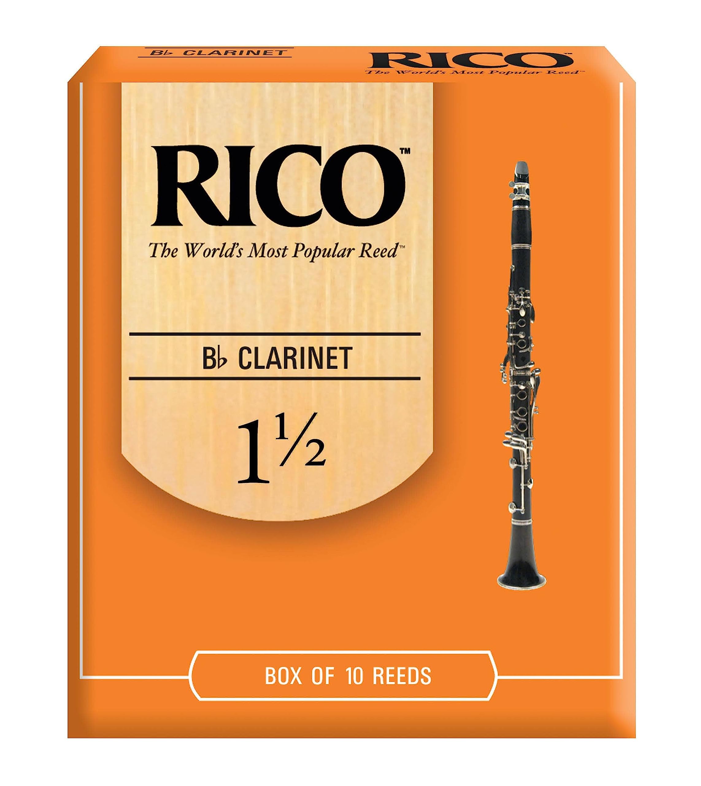 Daddario Woodwinds   Rico Bb Clarinet Reeds   Rca1015   Strength 1.5, 10 Pack